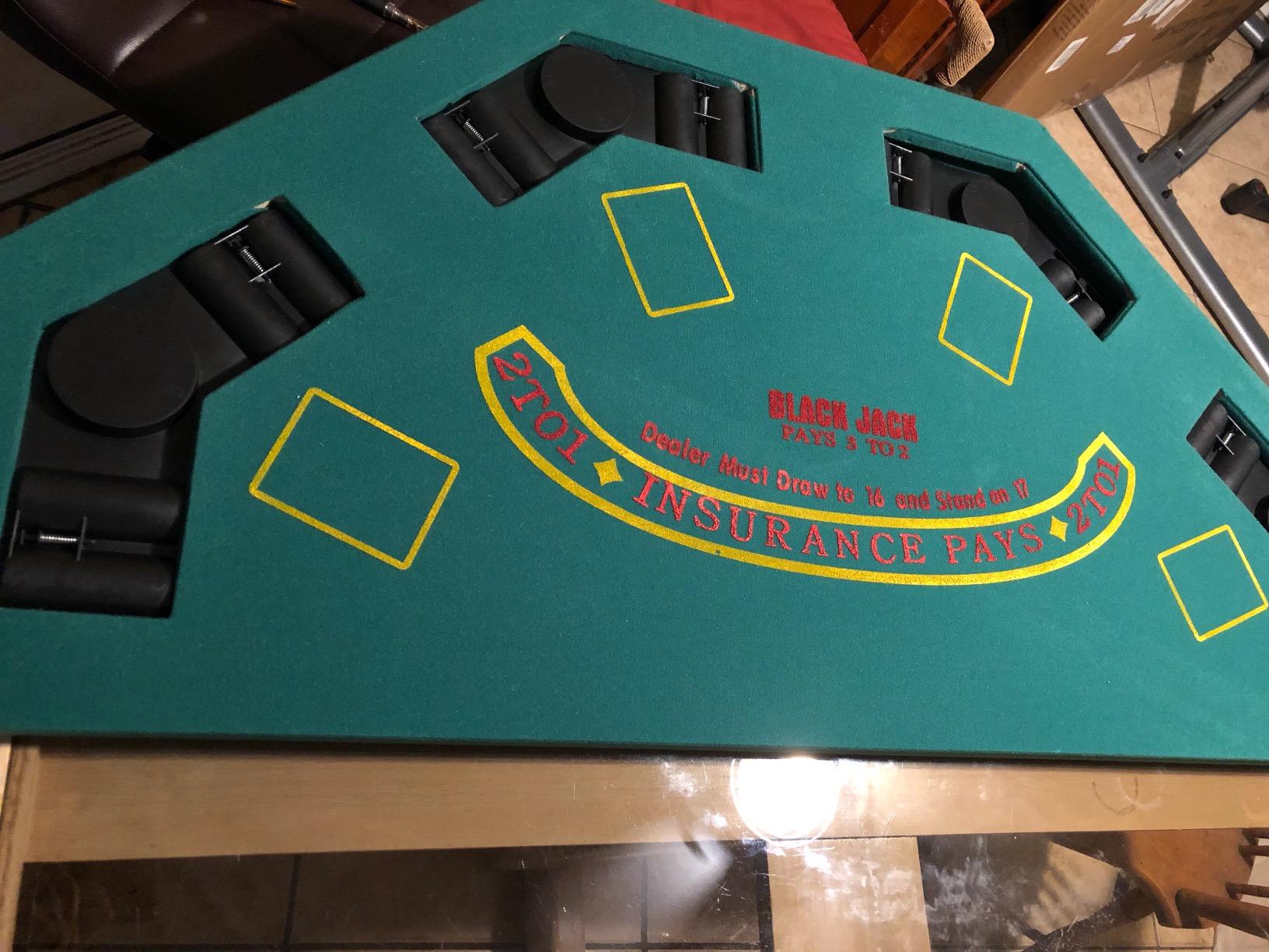 Poker Table Topper - Foldable Texas Hold 'Em Set with Carry Case, 300 Poker Chips, 2 Decks of Cards, and Dealer and Blind Buttons by Trademark Poker customer photo 1