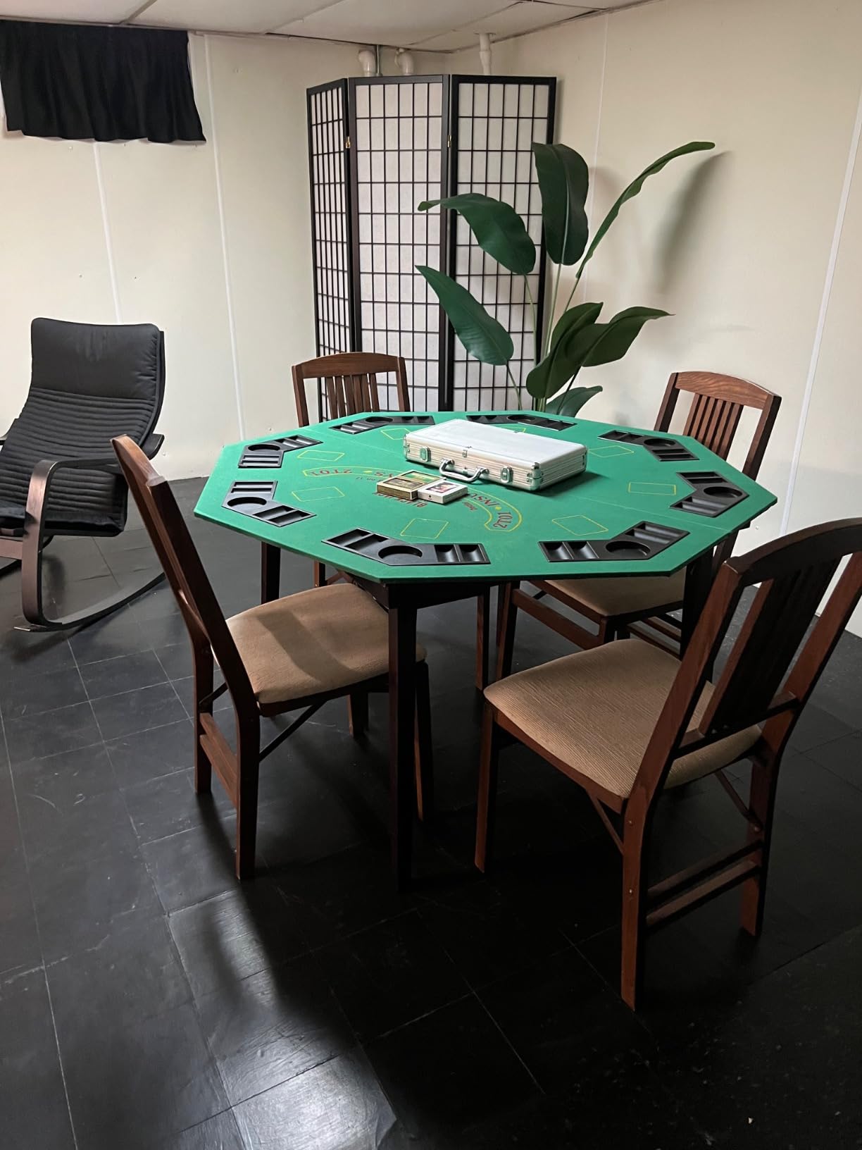 Folding Poker Table Top - 48-Inch Solid Wood Topper - Space for 8 Players - Blackjack Table with Built-in Cupholders and Chip Trays by Trademark Poker customer photo 1