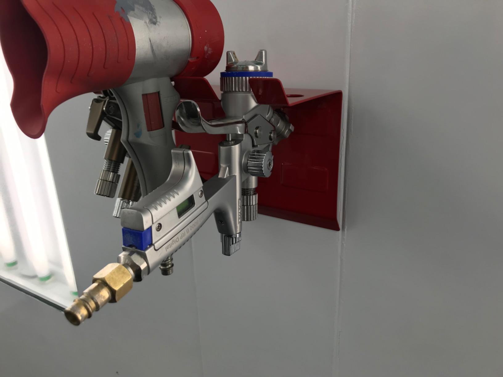 TCP Global Magnetic Paint Spray Gun Holder Stand | Holds up to 2, Gravity, Siphon or Pressure Feed HVLP Guns, Air Hose, Booth Wall, Body Shop customer photo 2