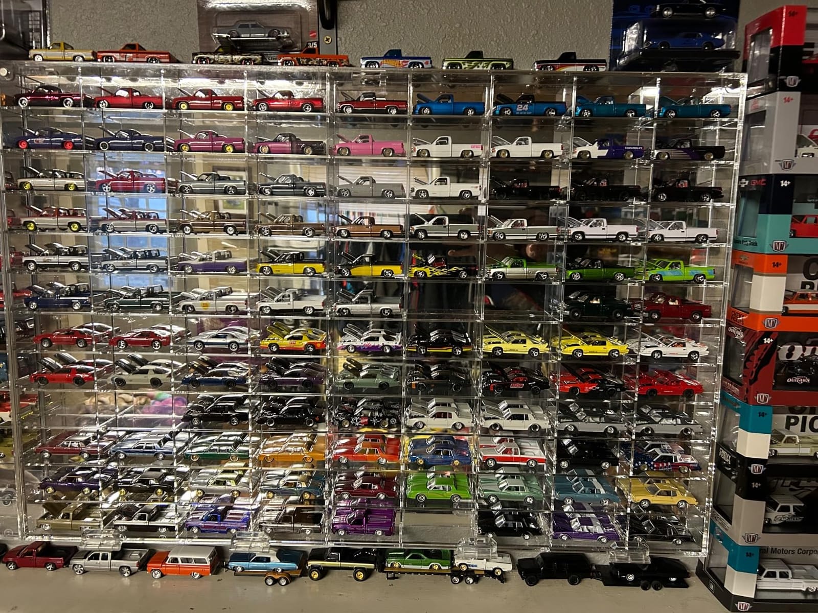Clear Display Case Wall Cabinet for Hot Small Toy Wheels 1/64 Scale Matchbox Toy Cars Collection Storage Display (56 Slots, 24