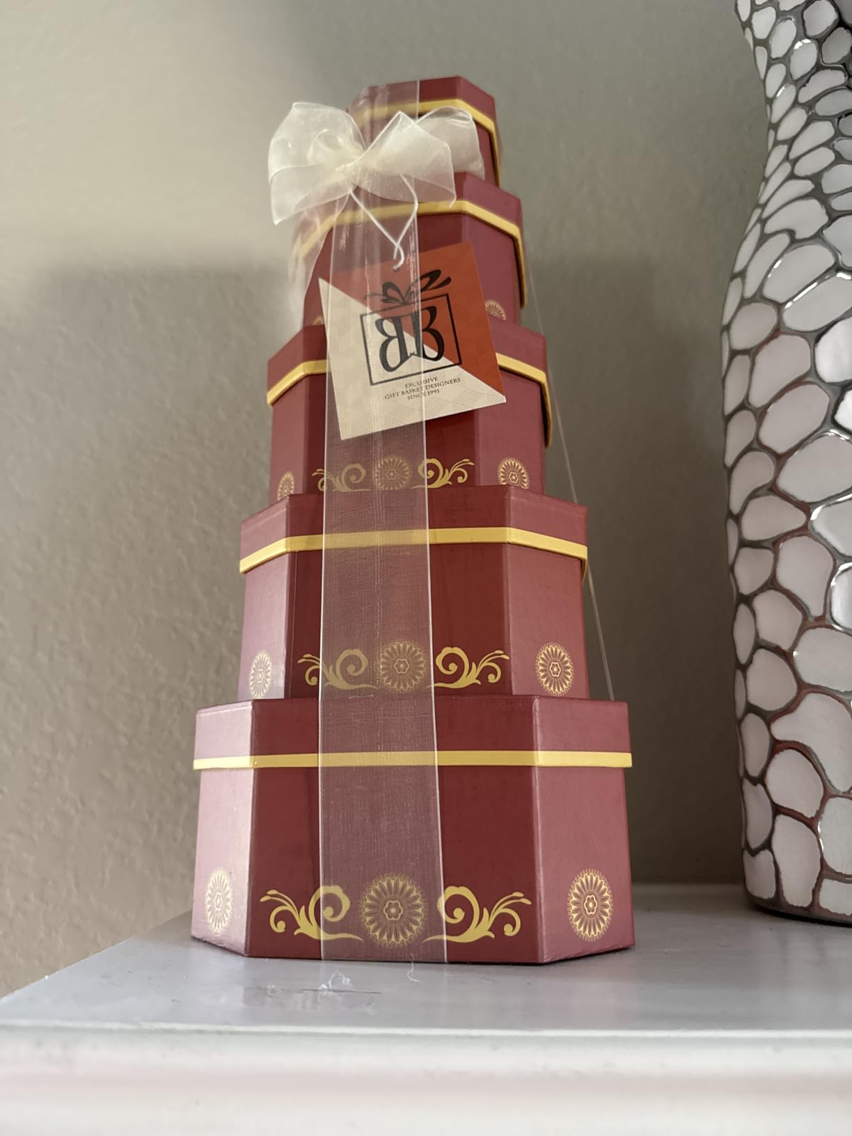 Broadway Basketeers Food Gift Basket Tower with Delightful Enjoyable Treats | Five-box tower of snacks and sweets for thank you, birthday, sympathy, and corporate gifting. Kosher. customer photo 1