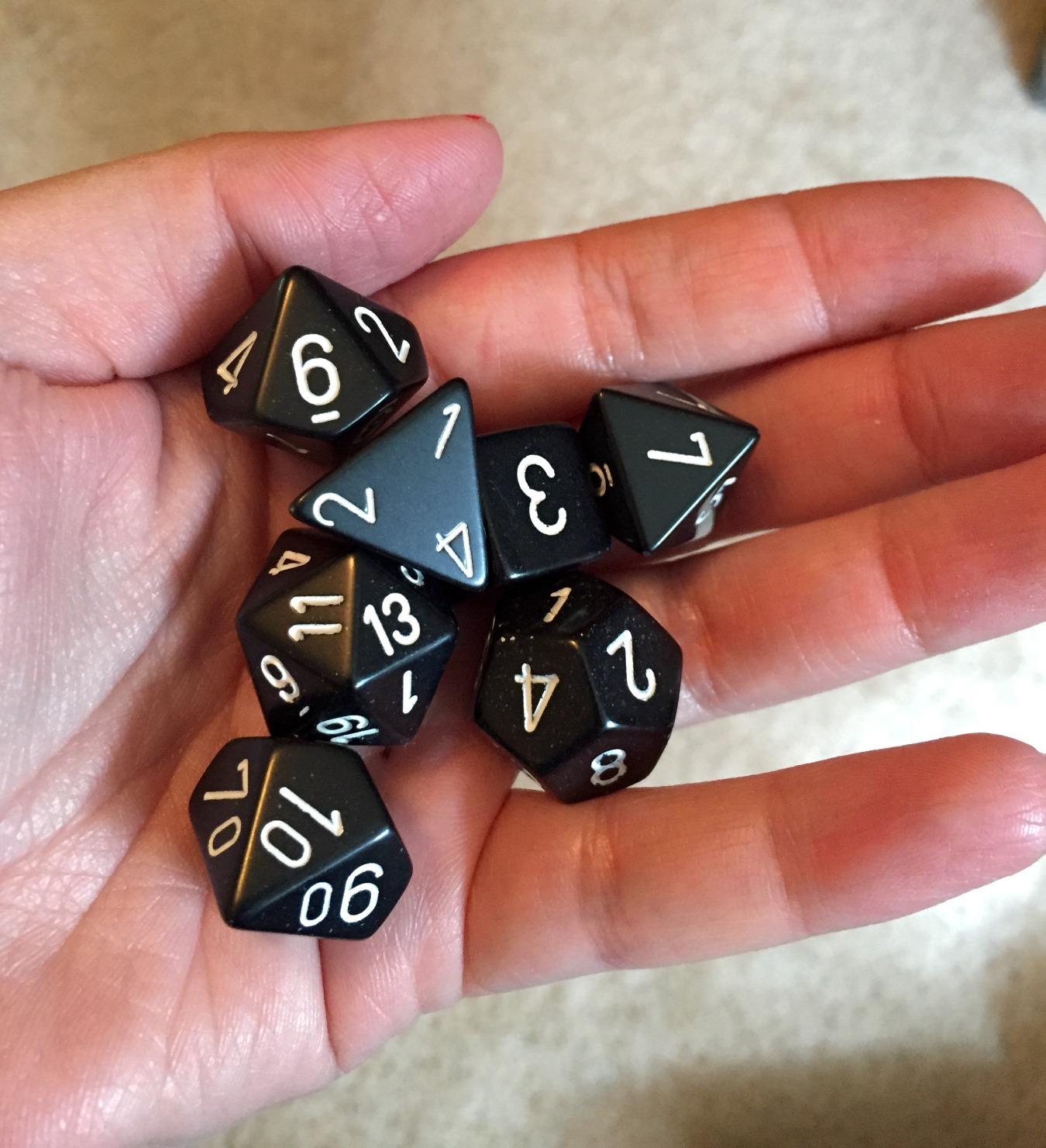 Chessex Dice: Polyhedral 7-Die Opaque Dice Set - Black with White customer photo 2