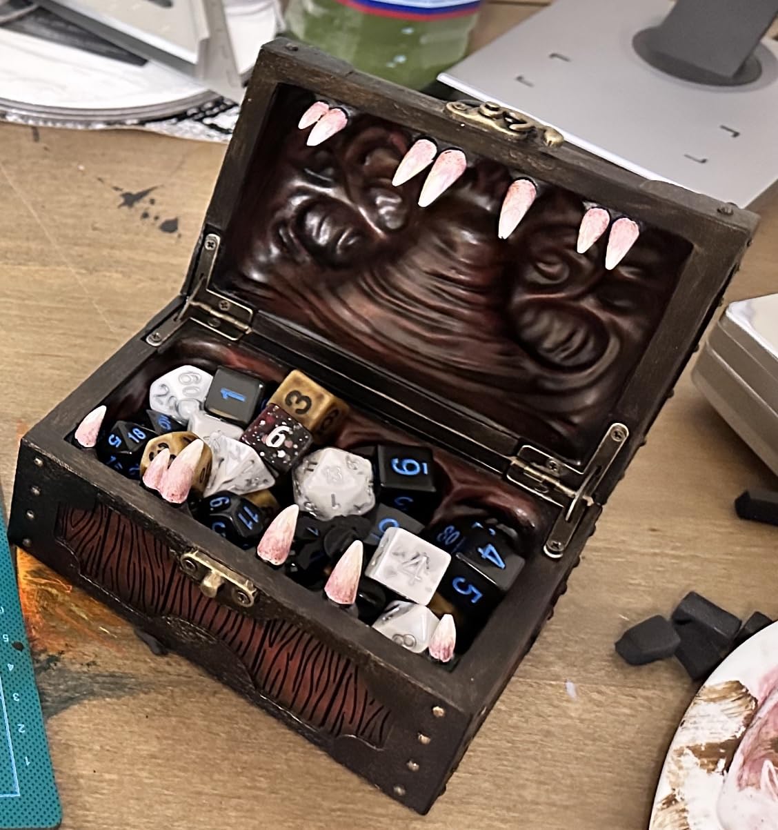 Forged Dice Co. Mimic Chest Dice Storage Box - Holds up to 35 DND Dice or 5 Polyhedral Dice Sets - Great DND Gifts for Men & Compatible with Dungeons & Dragons customer photo 1