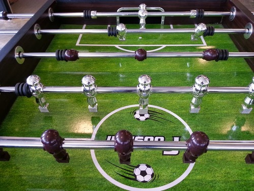 Hathaway Primo 56-In Foosball Table for Family Game Room - With Counterbalanced Players, E-Z Spin Bearings, Analog Scoring Units, Easy-Grip Handles & Adjustable Leg Levelers - Wood Grain Finish customer photo 1