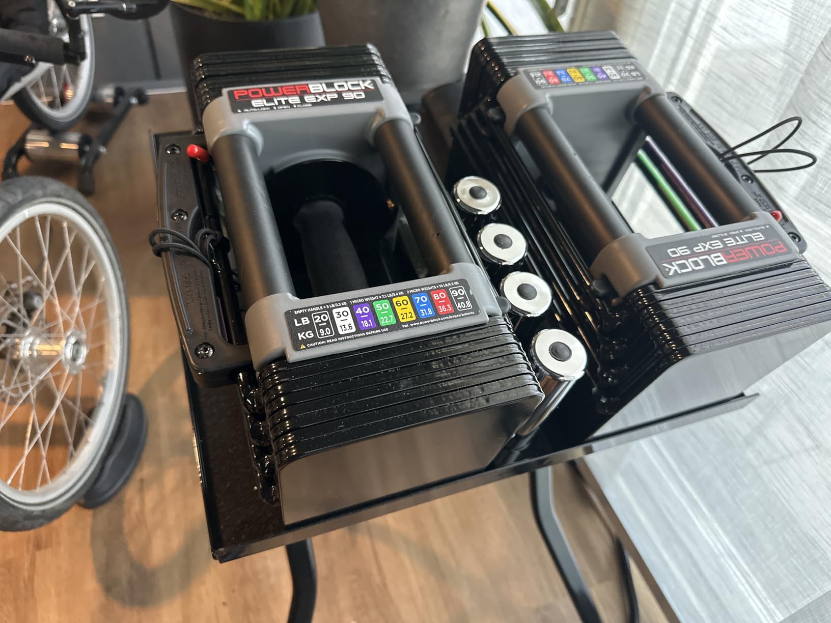 PowerBlock Elite EXP Adjustable Dumbbells, Sold in Pairs, Stage 1, 5-50 lb. | Expandable to 90 lbs per hand customer photo 2
