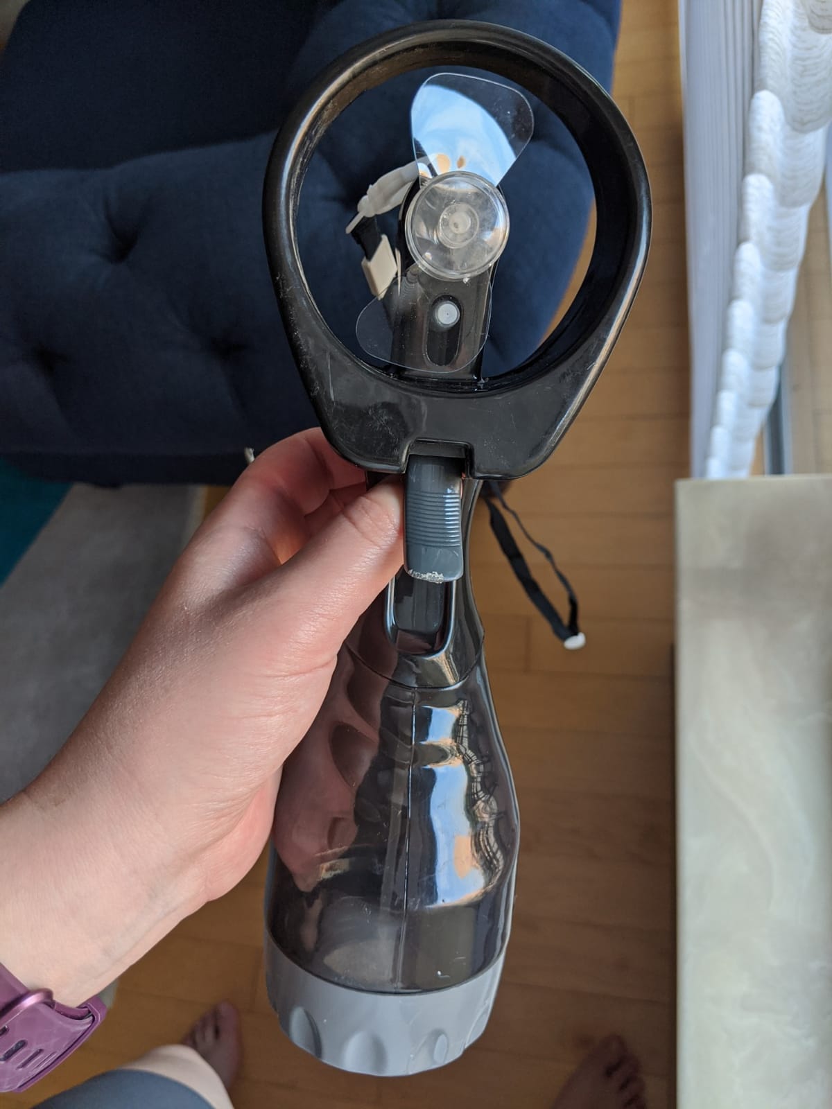 O2COOL Deluxe Handheld Misting Fan Battery Powered Grey customer photo 1