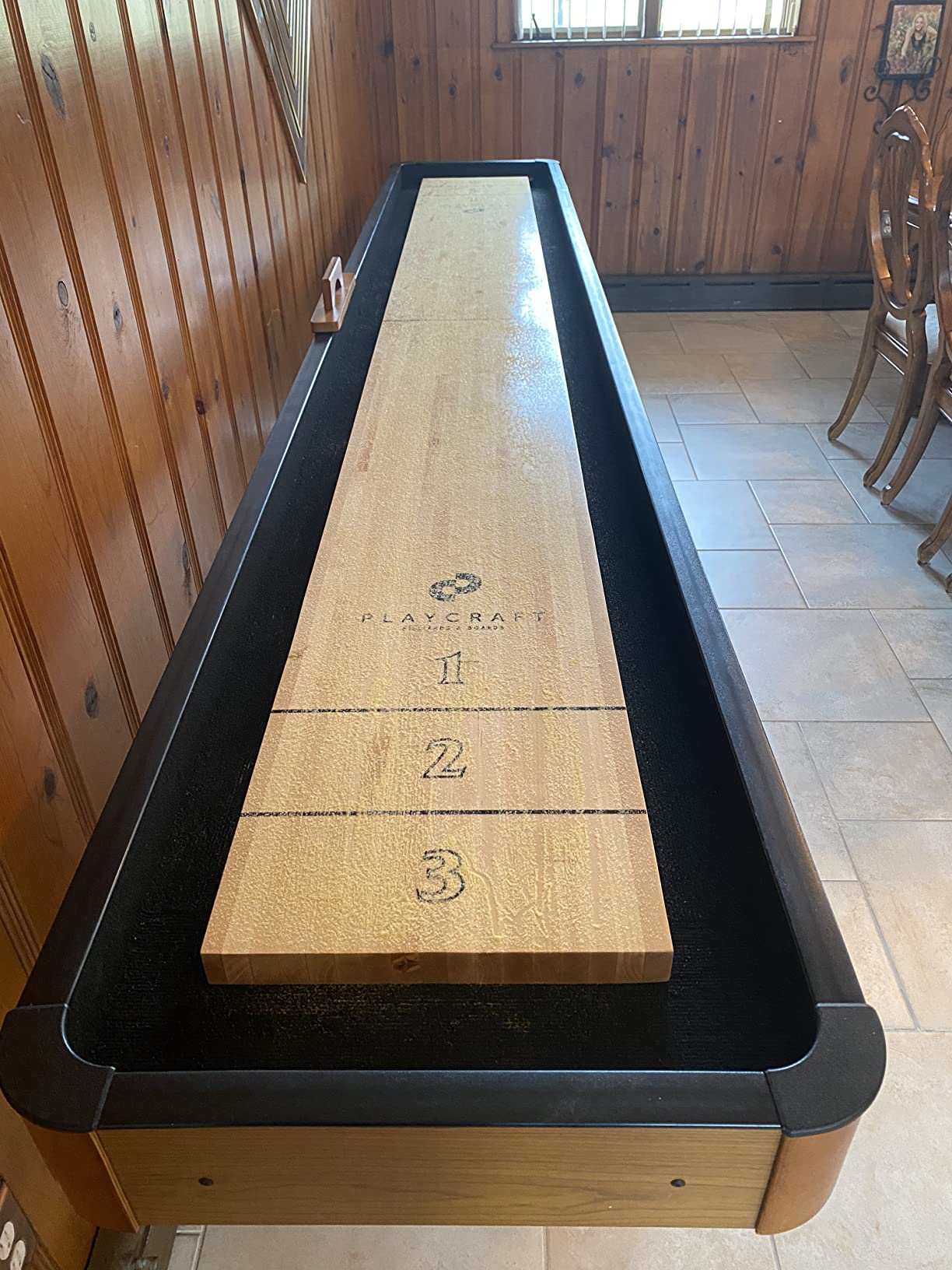 Playcraft Woodbridge Shuffleboard Table with Storage Cabinet - Shuffle Board Game Table Set with Matching Abacus, 8 Pucks, Brush & *Wax (*Made in USA) - Pro Style Climate Adjusters customer photo 2