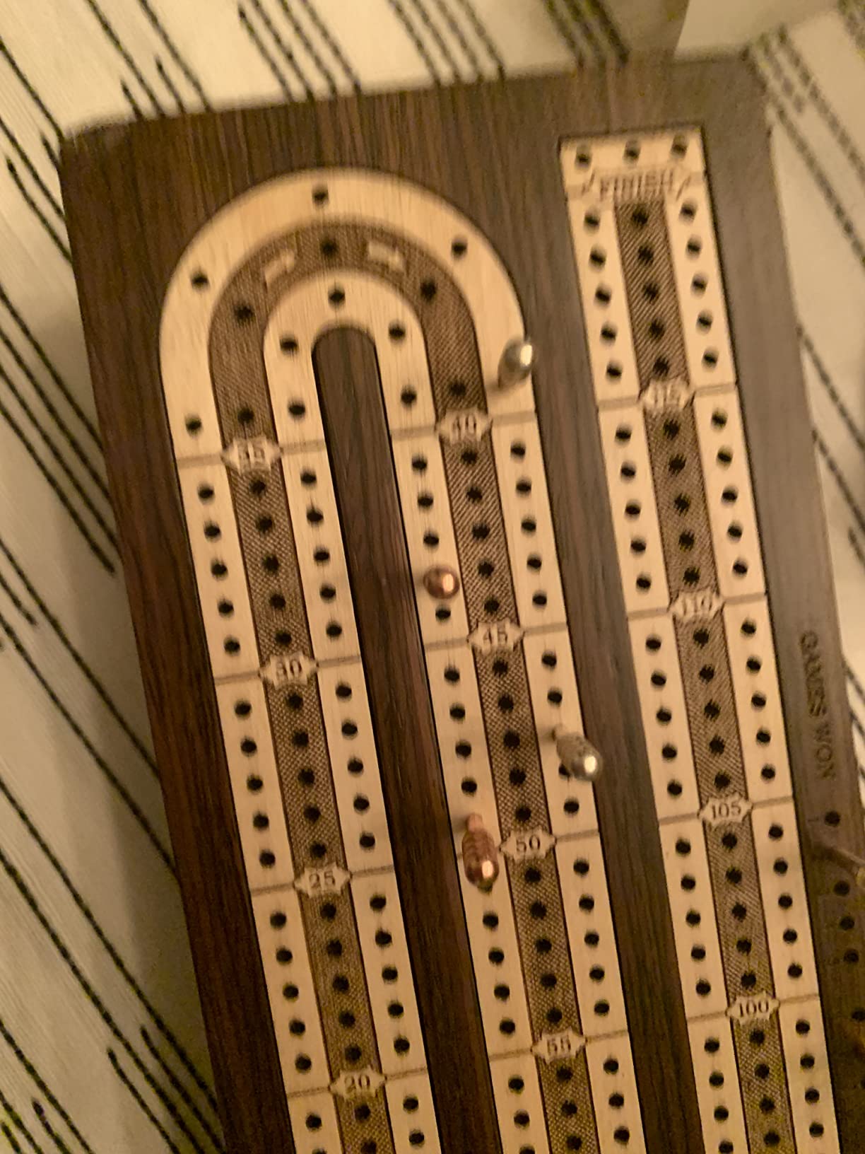 House of Cribbage - Continuous Cribbage Board/Box Inlaid in Rosewood/Maple 12