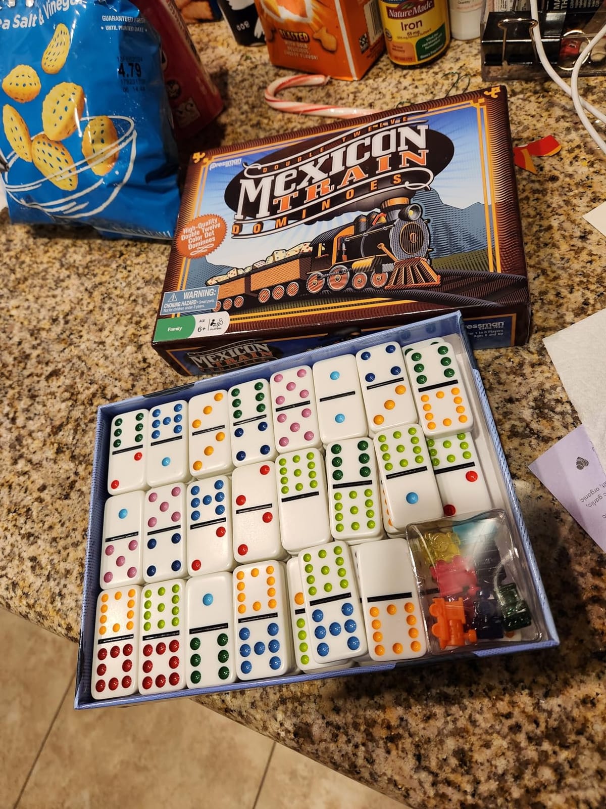 Mexican Train Dominoes - Color Dot Double 12 Dominoes Set by Pressman customer photo 1