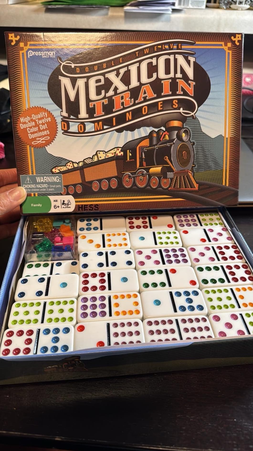 Mexican Train Dominoes - Color Dot Double 12 Dominoes Set by Pressman customer photo 2