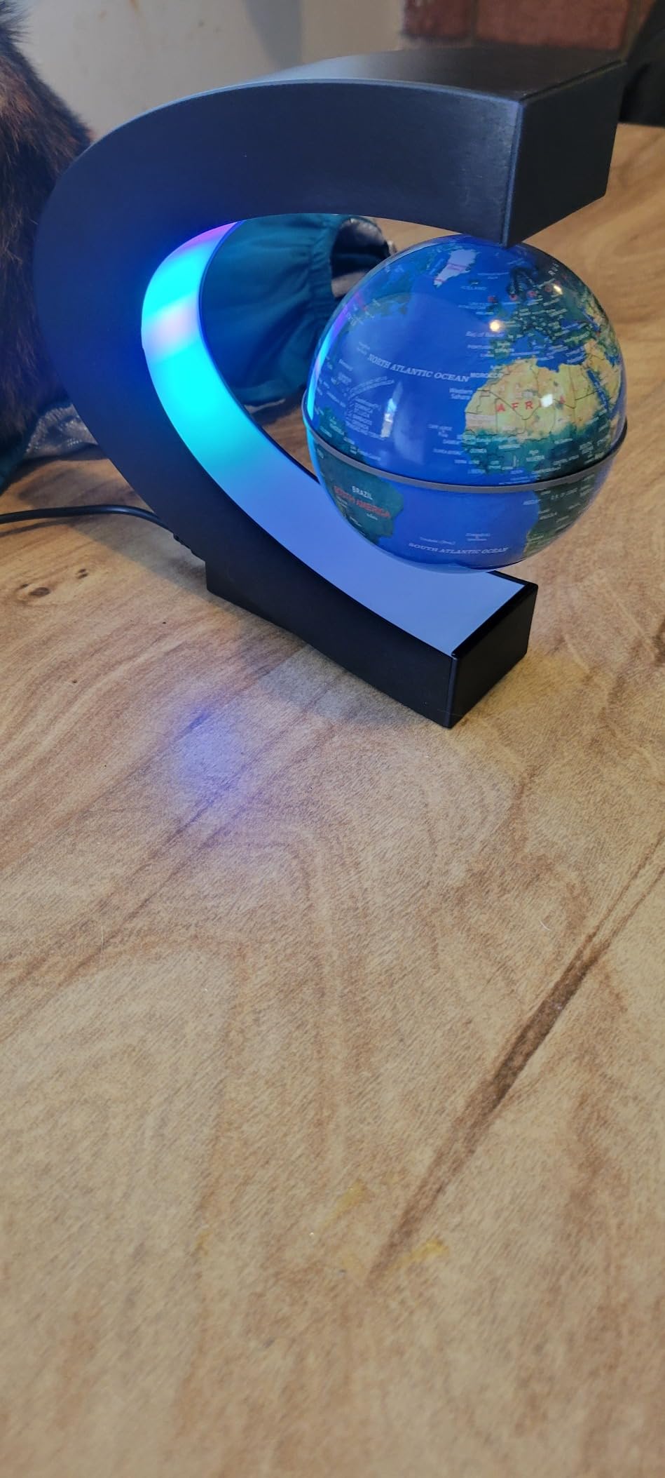 Magnetic Levitating Globe with LED Light | Cool Tech Gift for Men Father | Boys Birthday Gifts for Him | Floating Globes World Office Desk Accessories Tech Gadgets Home Decor Display- Black customer photo 2