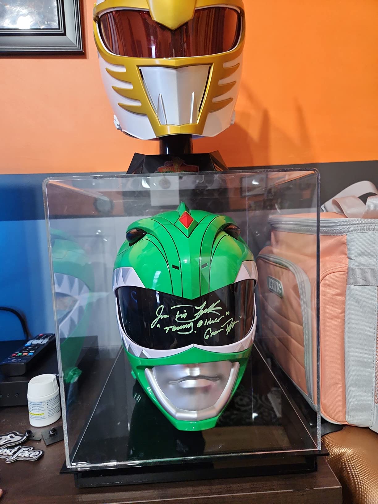 Full-Size Football Helmet Display Case - Crystal-Clear Acrylic, Black Base - No Assembly Required - Made in the USA - UV Filtering Protective Showcase for Collectible Helmets customer photo 2