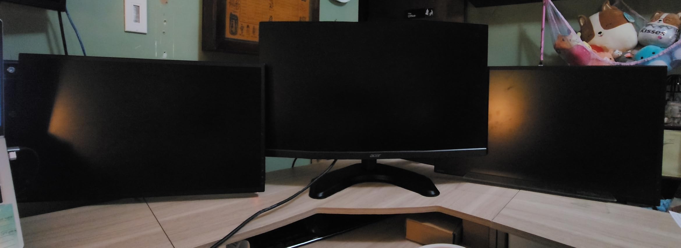 WALI Freestanding Dual Monitor Stand for 13-27 inch Screens, 22 lbs per Arm | 2 Monitor Desk Mount, Dual Monitors Arm Full Motion with Tilt, Swivel, Rotation, VESA 75/100mm (MF002), Black customer photo 1
