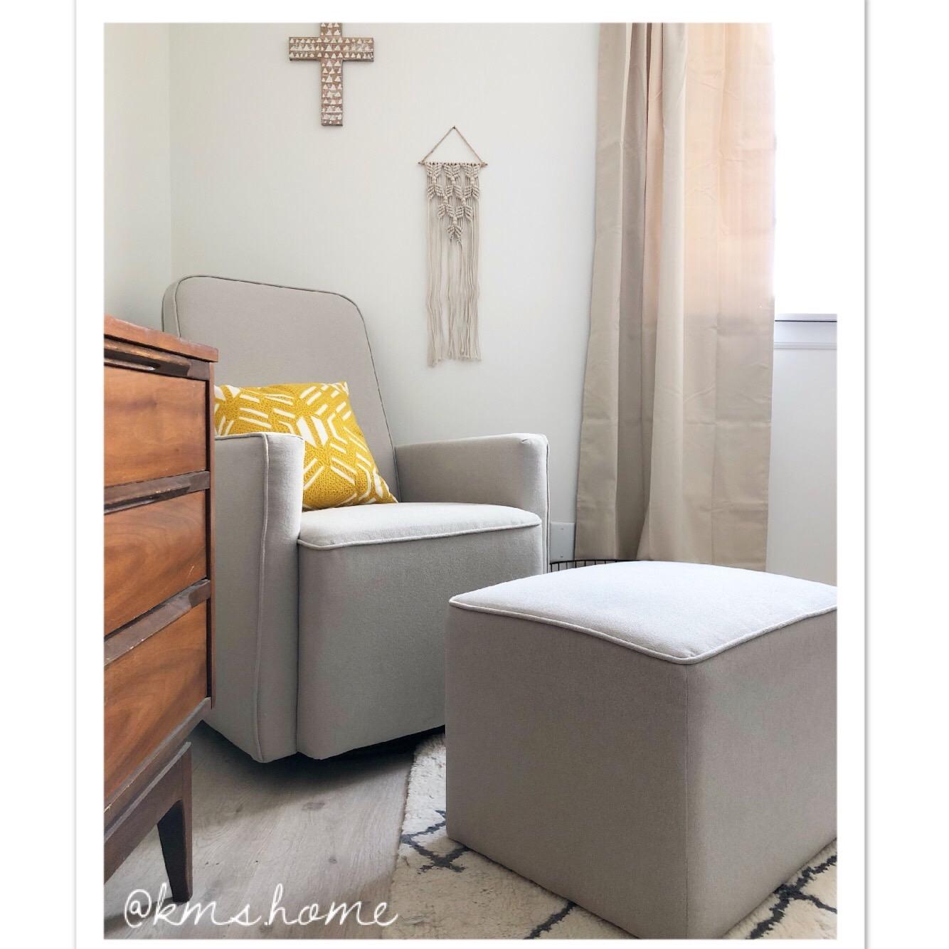 DaVinci Olive 360° Swivel Glider Chair w/ Storage Ottoman - Water & Stain Resistant Rocking Glider - GREENGUARD Gold & FSC Certified, Versatile Rocking Chair for Nursery & Living Room, Polyester Cream customer photo 1
