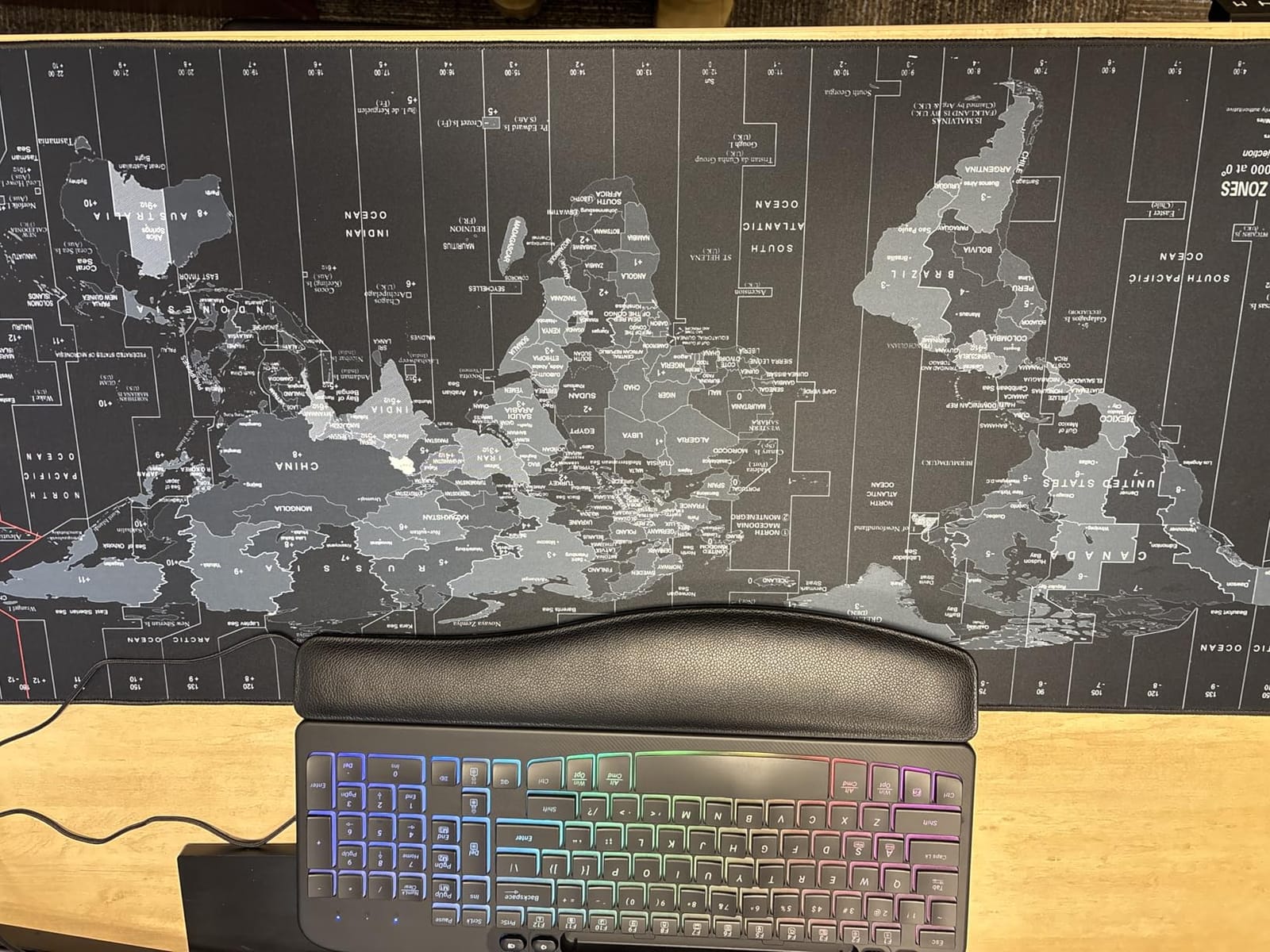 JIALONG Large Gaming Mouse Pad Extended Desk Mat XXL Mousepad with Non-Slip Keyboard Pad for Office Laptop, Computer and PC - 35.4 x 15.7 inches World Map customer photo 1