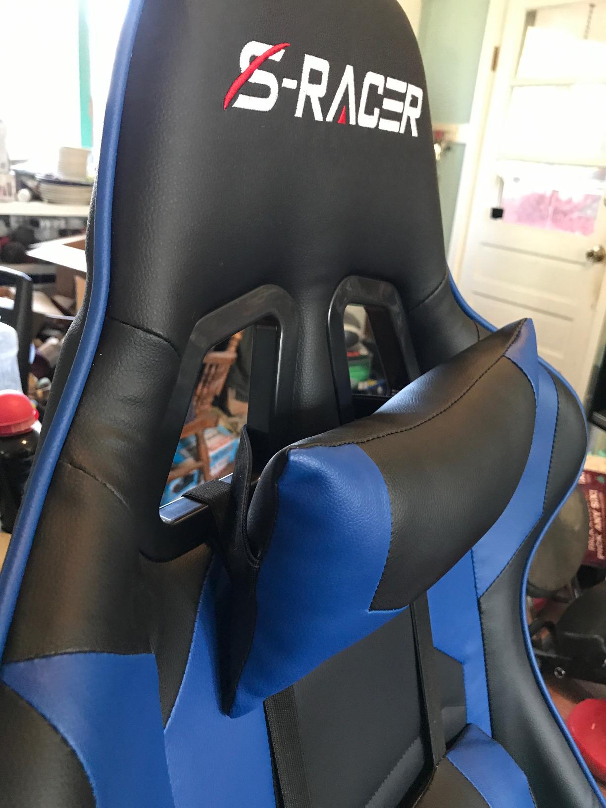 Homall Gaming Chair, Office Chair High Back Computer Chair Leather Desk Chair Racing Executive Ergonomic Adjustable Swivel Task Chair with Headrest and Lumbar Support (Red) customer photo 1