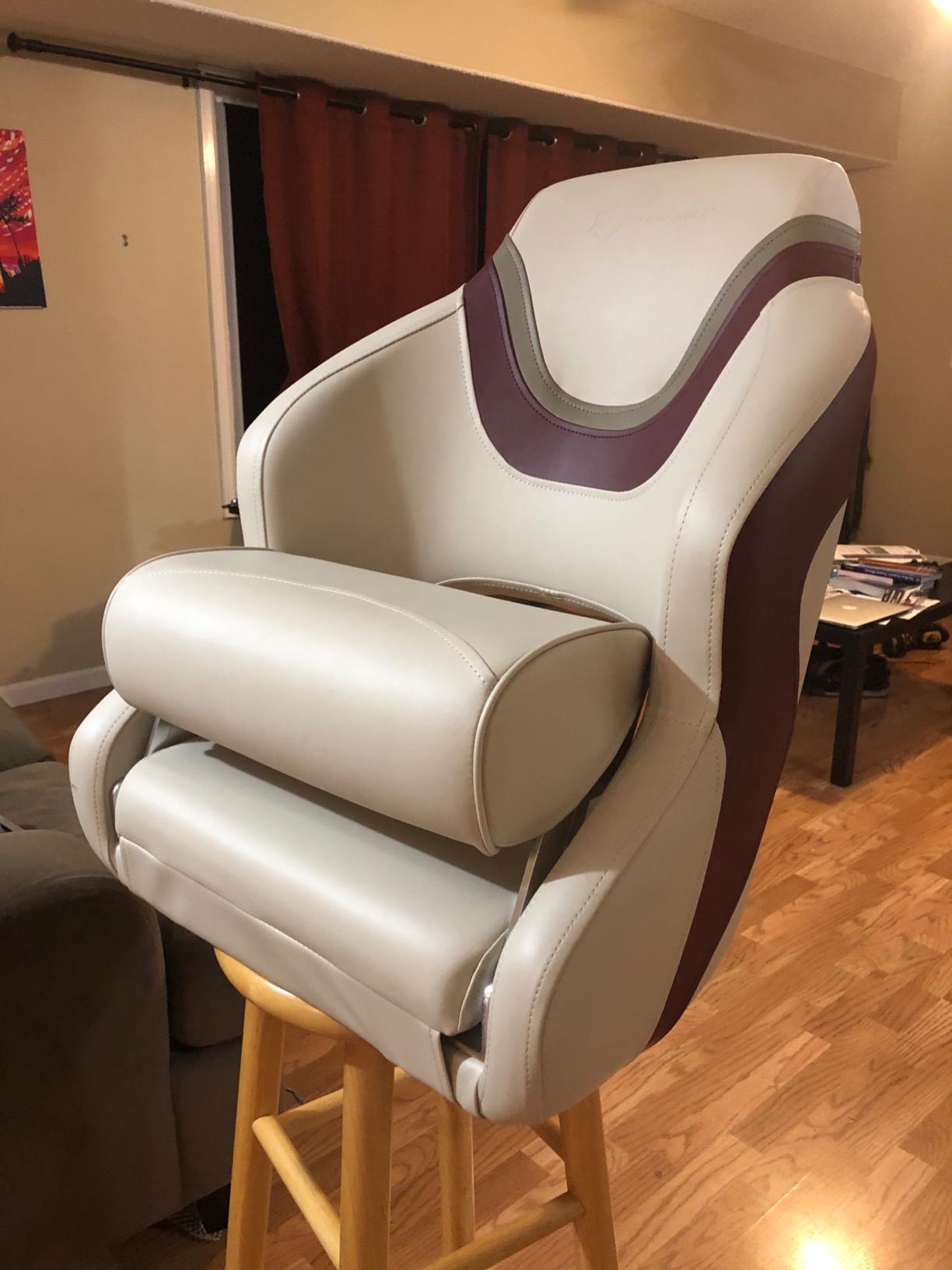Seamander Boat Captains Chair, Boat Seat with Flip Up Bolster, Integral Rotomolded Frame, Premium EPDM Foam Material, Marine Grade Vinyl, 5x5 or 5x12 inch Mounting Pattern customer photo 1