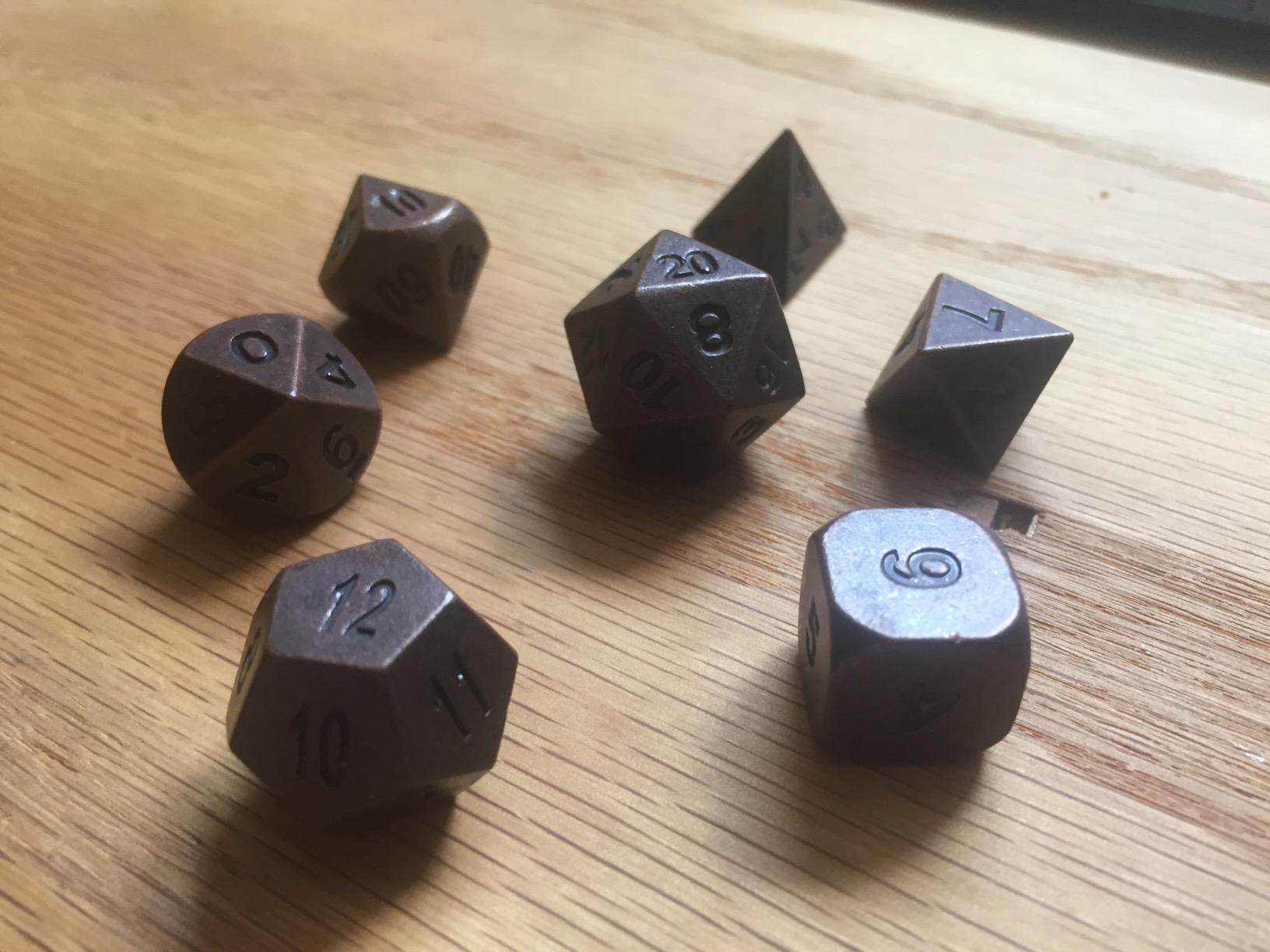 Bescon Antique Copper Solid Metal Polyhedral D&D Dice Set of 7 Old Copper Metal RPG Role Playing Game Dice 7pcs Set customer photo 2