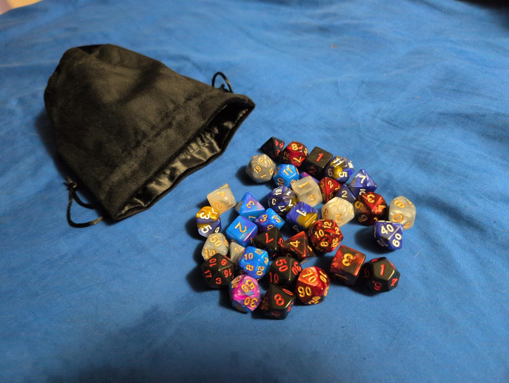 Assorted Polyhedral Dice Set with Black Drawstring Bag, 5 Complete Dice Sets of D4 D6 D8 D10 D% D12 D20 customer photo 2