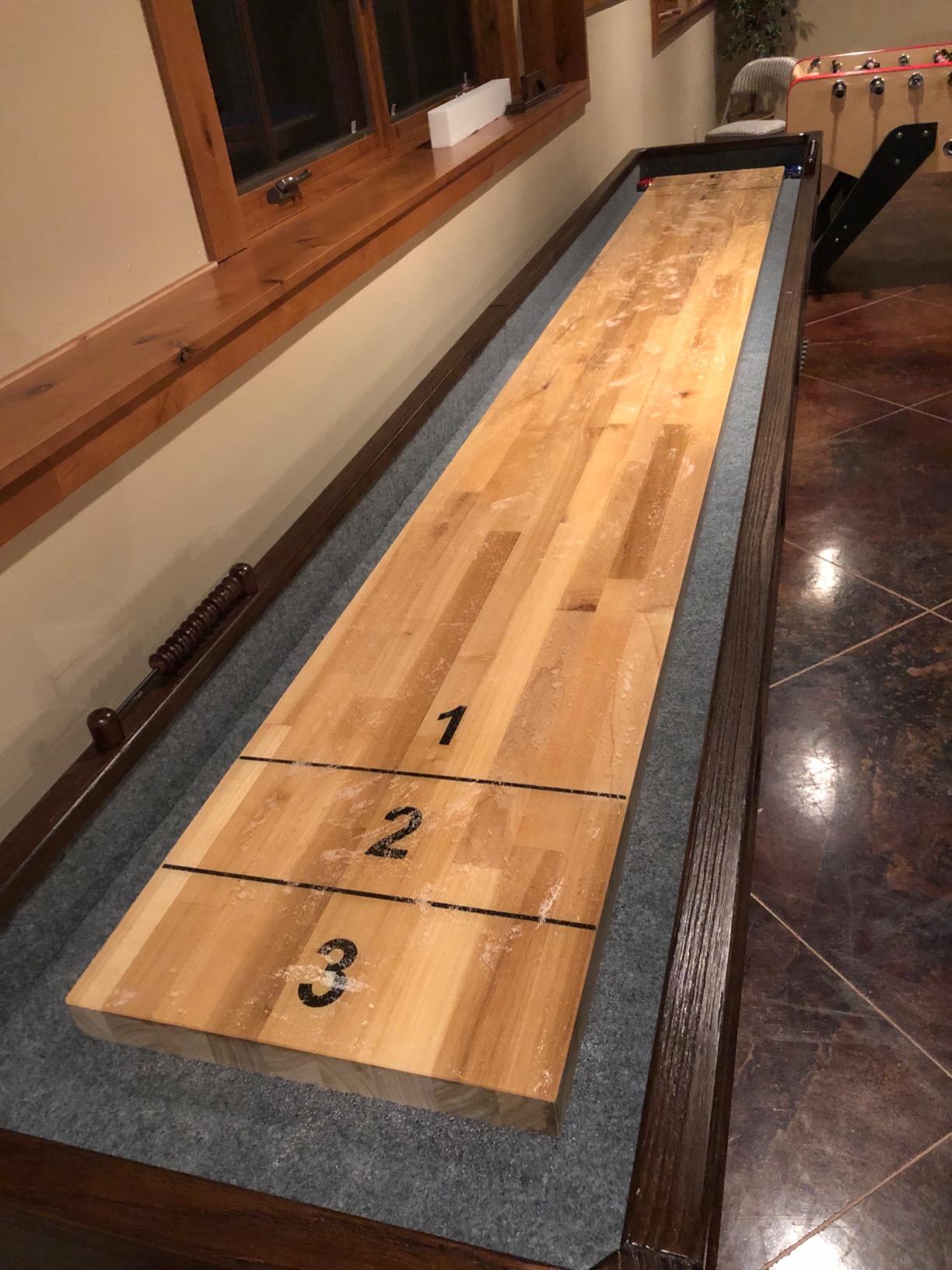 Barrington 12ft Webster Shuffleboard Table, Solid Wood, Storage Cabinets | 12ft Rustic Shuffleboard Table with 1.75