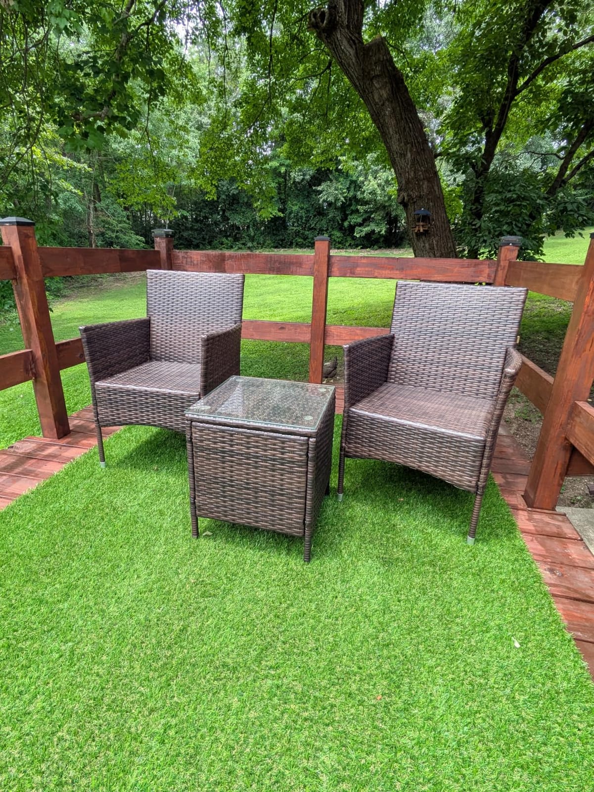 Devoko 3 Piece Patio Furniture Set Outdoor Wicker Conversation (Brown) customer photo 1