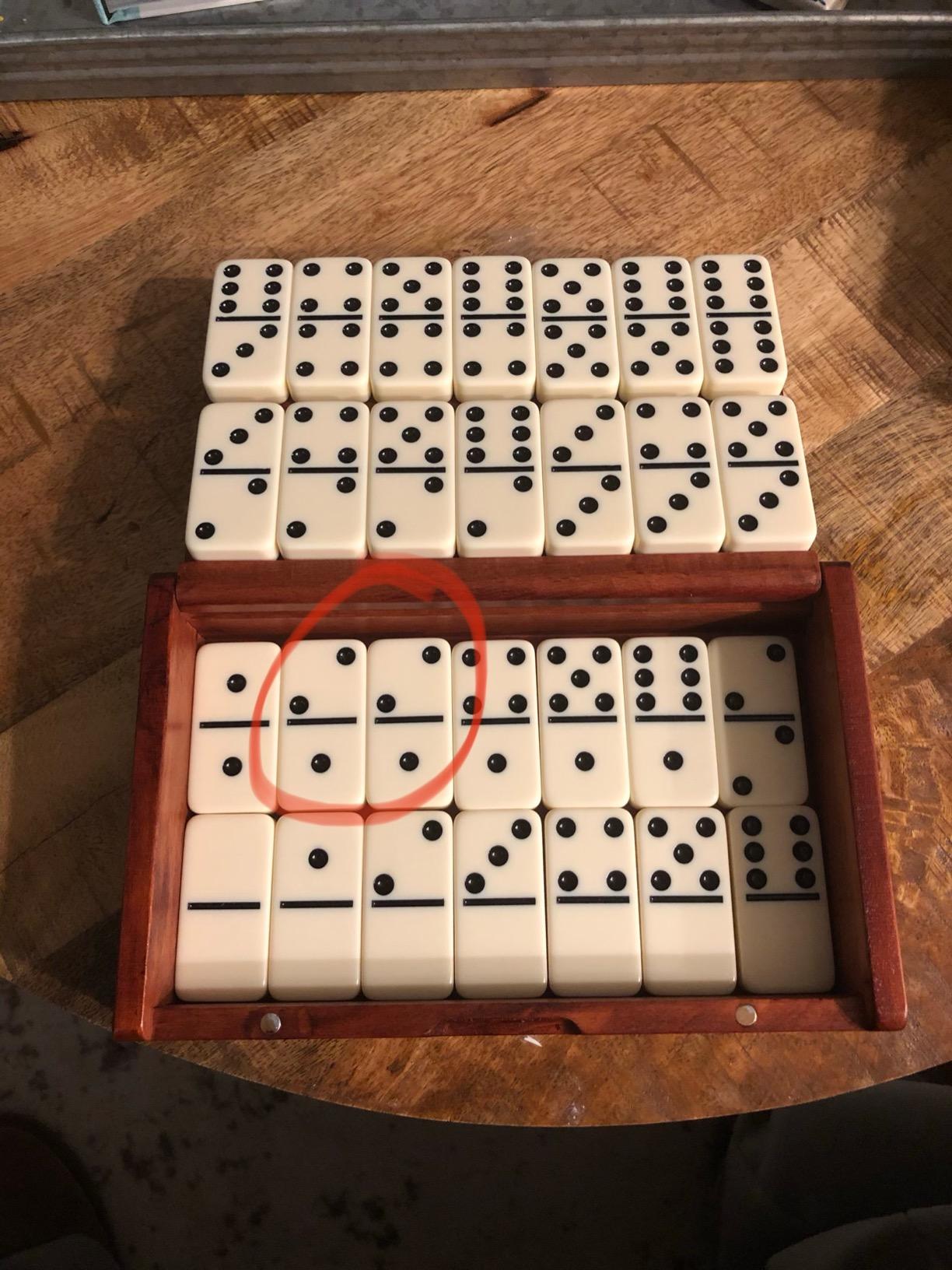 Yellow Mountain Imports 28 Tiles Double 6 Dominoes (Pips/Dots) Game Set - Jumbo Tournament Size Dominos with Dark Oak Wood Case customer photo 1