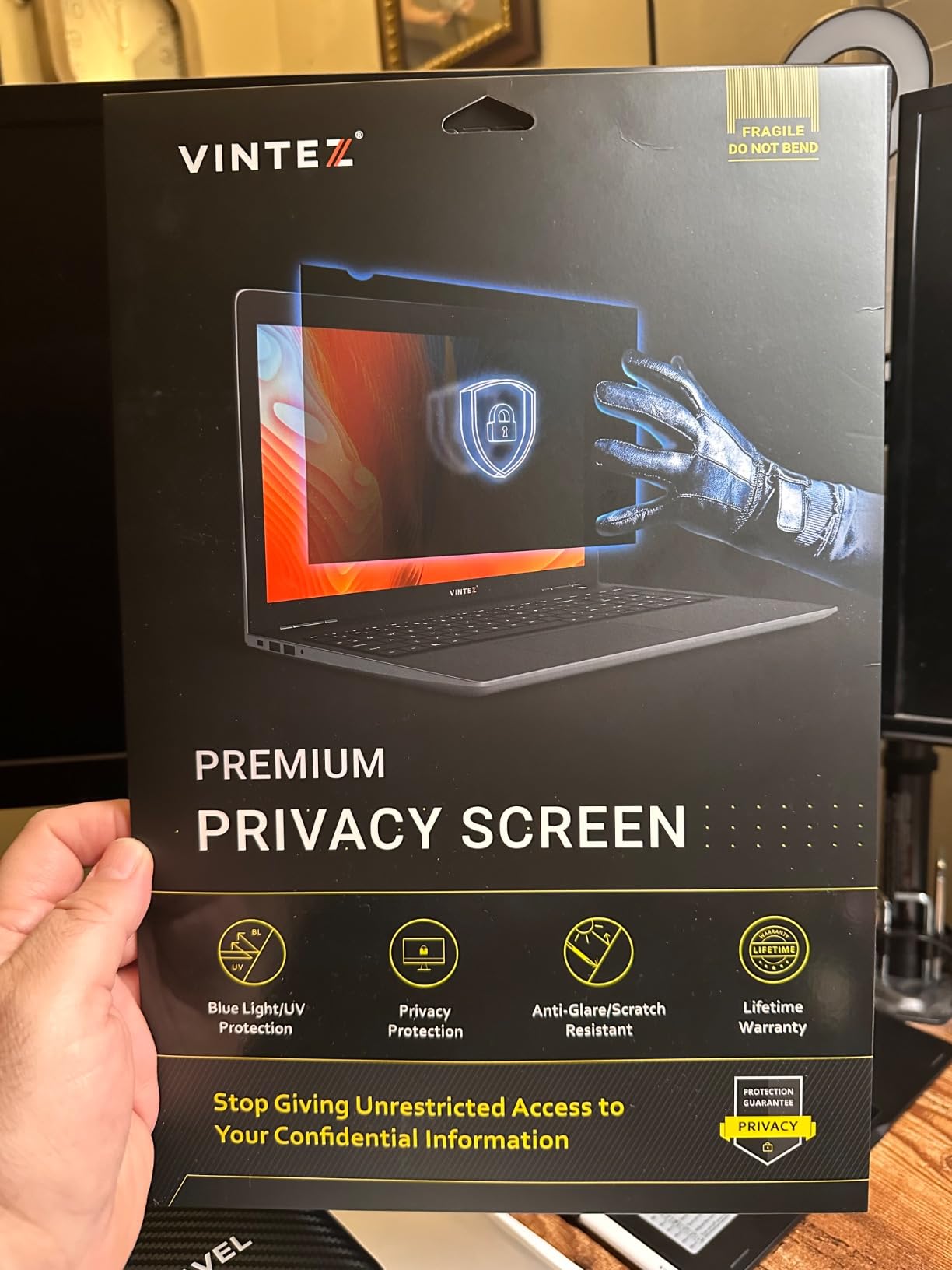 VINTEZ 27 Inch 16:9 Privacy Screen for Computer Monitor and Laptop - Anti Glare Protector Film Blue Light Filter Eye Protection customer photo 1