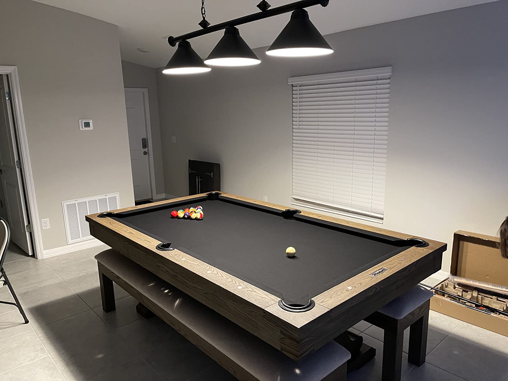 Wellmet 3 Light Pool Table Light, Vintage Retro Kitchen Island Pendant Light with Matte Black Shade, Modern Industrial Chandelier customer photo 2