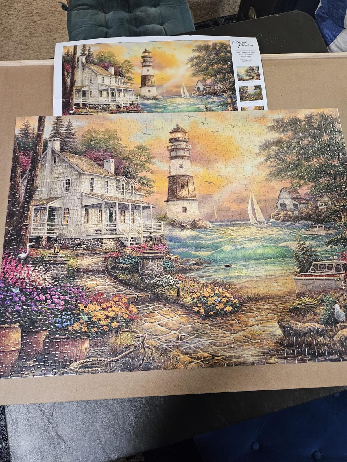 Buffalo Games - Cottage by the Sea - 1000 Piece Jigsaw Puzzle for Adults | Art by Chuck Pinson, Made in USA, Recycled Board, Finished Size 26.75 x 19.75 in, Includes Poster, Giftable, Frameable Art customer photo 1