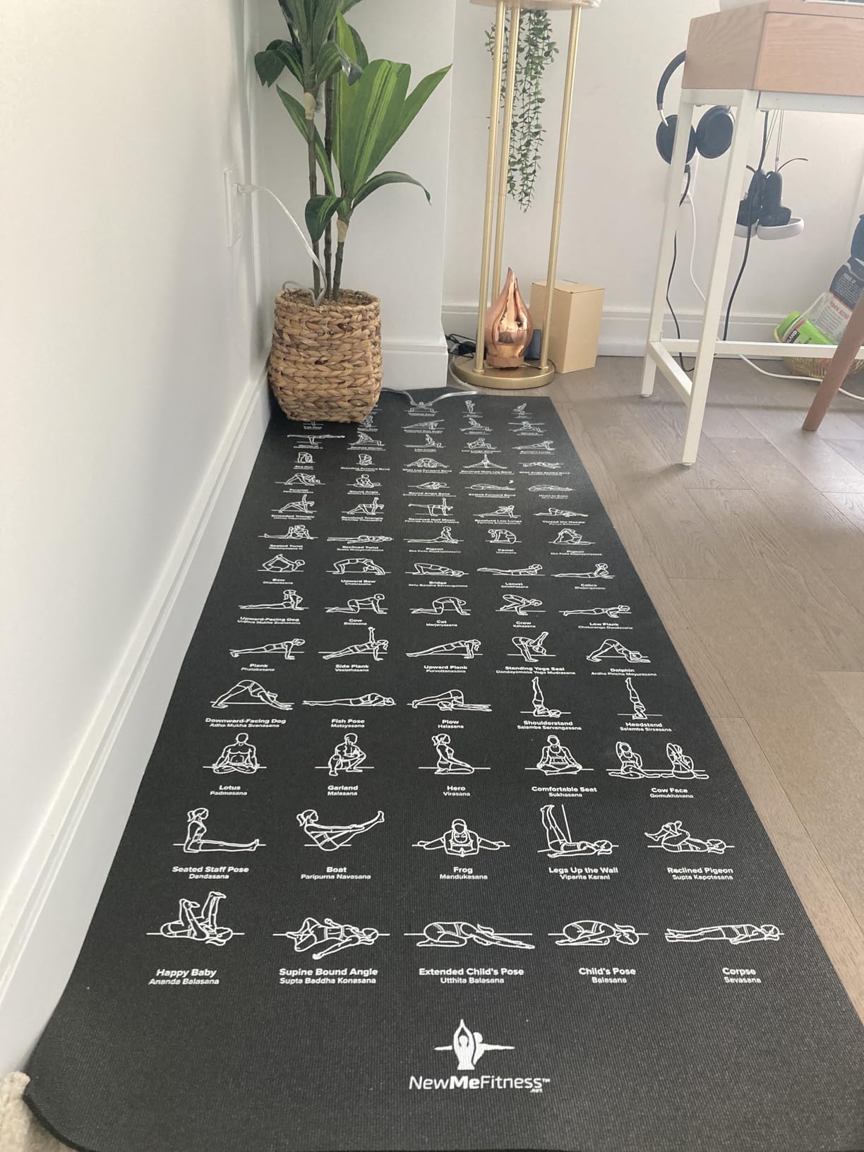 NewMe Fitness Yoga Mat for Women and Men - Large, 5mm Thick, 68 Inch Long, Non Slip Exercise Mats w/ 70 Printed Yoga Poses for Pilates, Workout and Stretching - Home and Gym Essentials customer photo 2