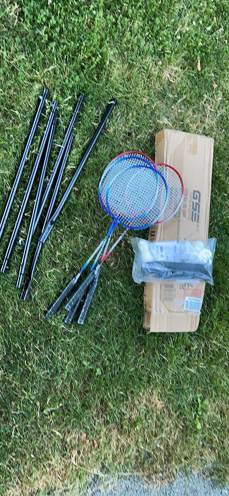 GSE Badminton Complete Set with Net, 4 Rackets 3 Shuttlecocks & Carry Bag | Easy Assembly Net Set, 2' H x 20' L Nylon Net, Stable Stakes, Outdoor Yard Lawn Game Set for Backyard, Park, Beach and Lawn customer photo 1