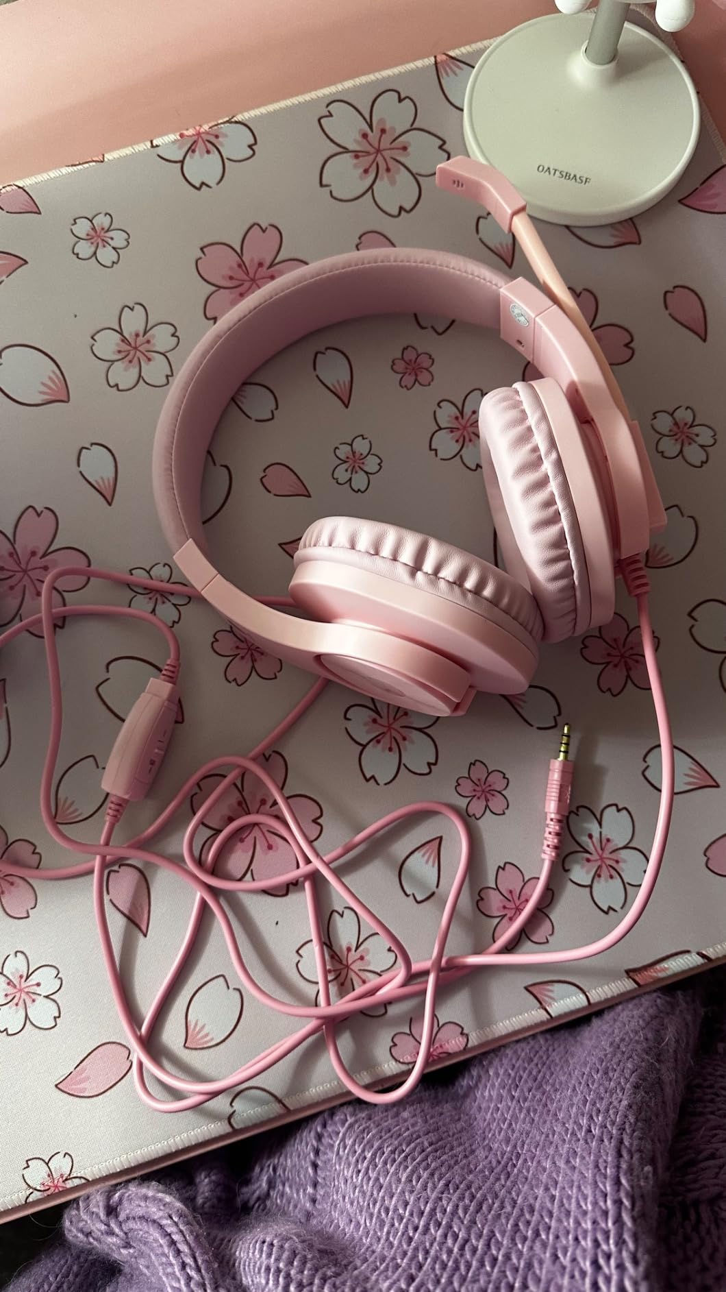 Gaming Headset for Xbox One, PS4, PS5, Nintendo Switch, Bass Surround and Noise Cancelling 3.5mm Over Ear Headphones with Mic for Laptop PC Smartphones, Pink customer photo 1