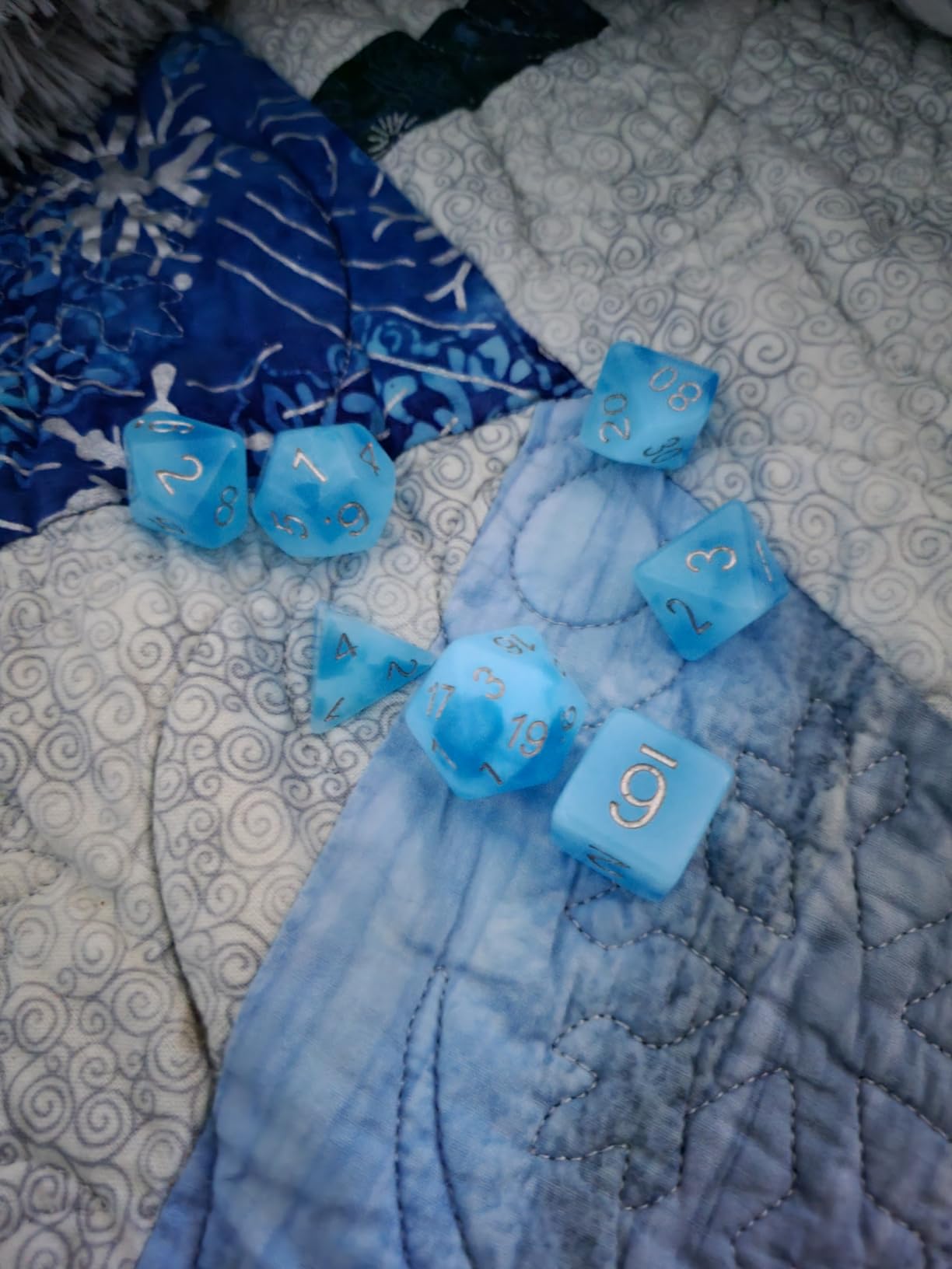 Bescon Super Glow in the Dark Nebula Glitter Polyhedral Dice Set Northern Light, Luminous RPG Dice Set, Glowing Novelty DND Game Dice d4 d6 d8 d10 d12 d20 d% in Brick Box customer photo 1