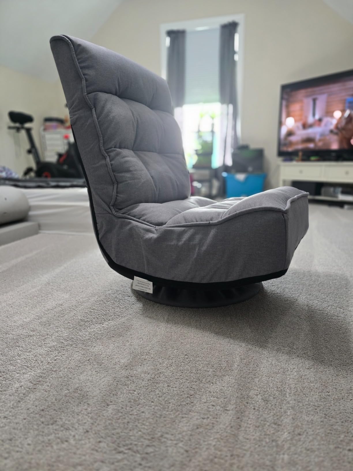 GIANTEX 360 Degree Swivel Gaming Chair, 6 Position Adjustable (Coffee) | Folding Floor Chair, 300lb Spring Support, Comfortable Padded Backrest, Lazy Sofa Chair Game Rocker for Teens Adults customer photo 2