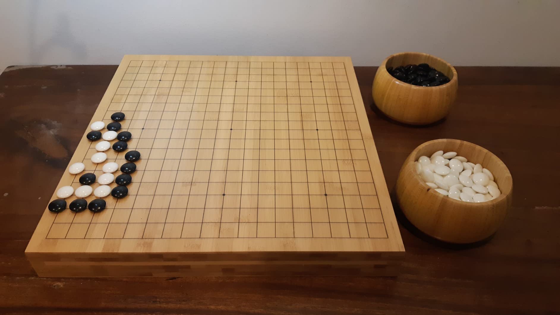 Yellow Mountain Imports Bamboo 2-Inch Reversible 19x19/13x13 Go Game Set Board with Double Convex Melamine Stones and Bamboo Bowls - Classic Strategy Board Game (Baduk/Weiqi) customer photo 1