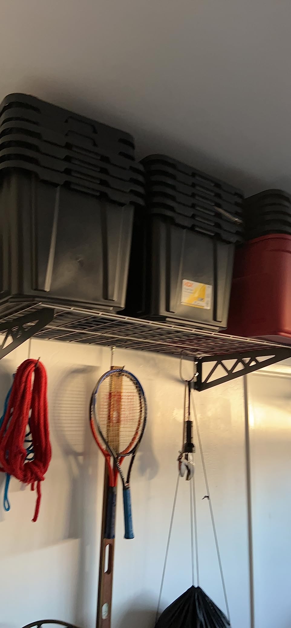 SafeRacks Steel Garage Wall Shelves 2-Pk w/Hooks, 500lb, Hammertone (18x36) customer photo 1