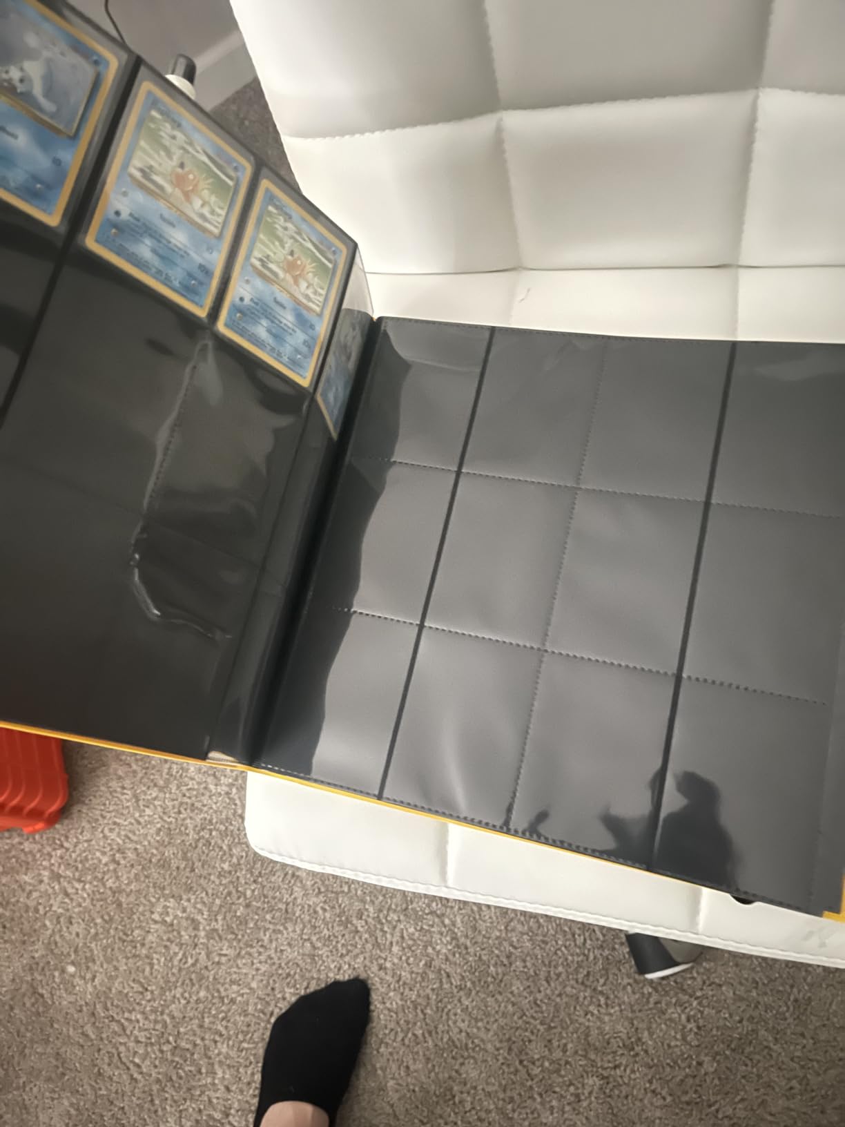 Vault X 12 Pocket Strap Trading Card Binder 480 Cards Side Loading (Black) | Holds 480 standard-size TCG cards in 20 side-loading 12-pocket pages. Padded, water-resistant cover. customer photo 1