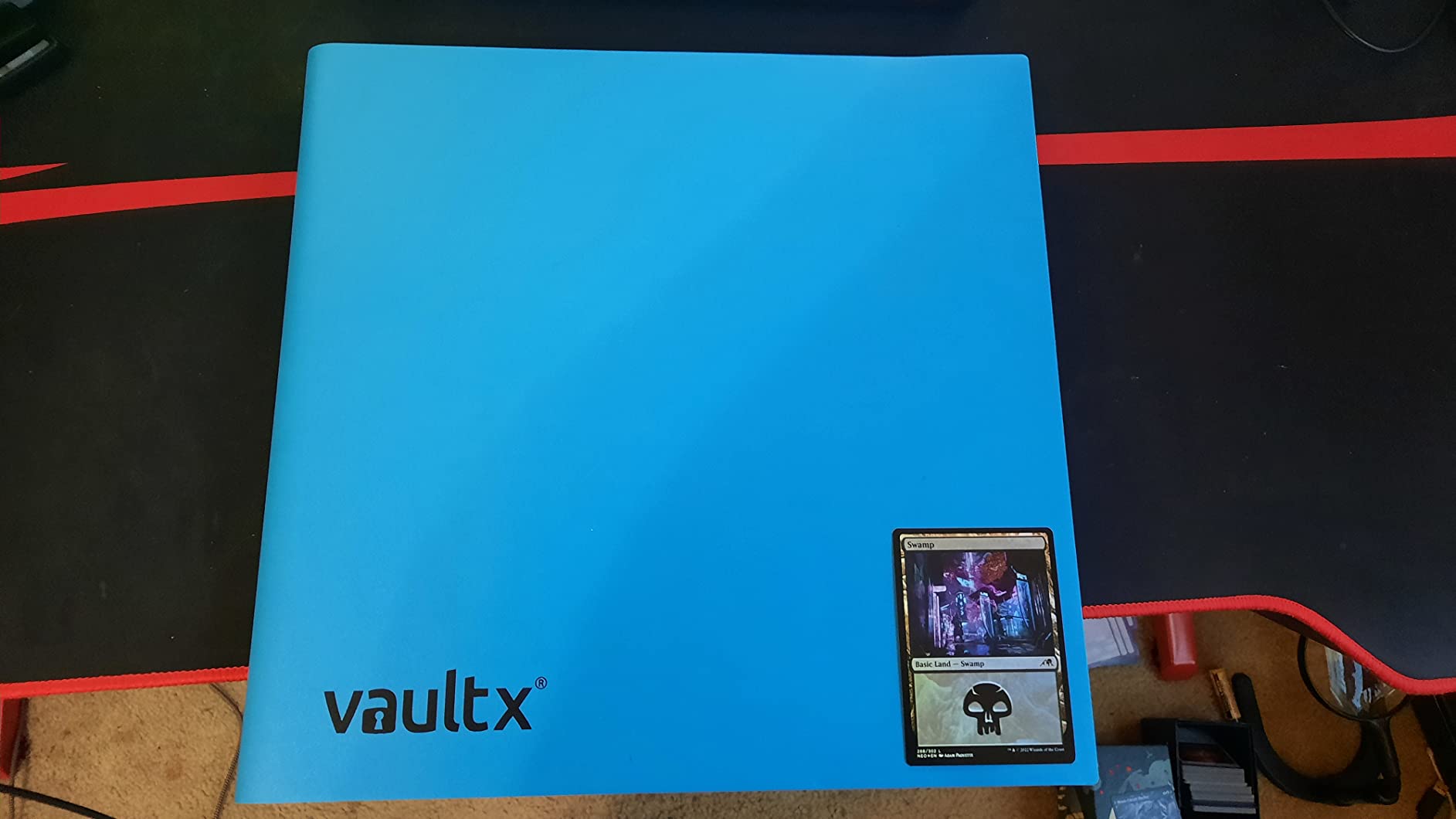 Vault X 12 Pocket Strap Trading Card Binder 480 Cards Side Loading (Black) | Holds 480 standard-size TCG cards in 20 side-loading 12-pocket pages. Padded, water-resistant cover. customer photo 2
