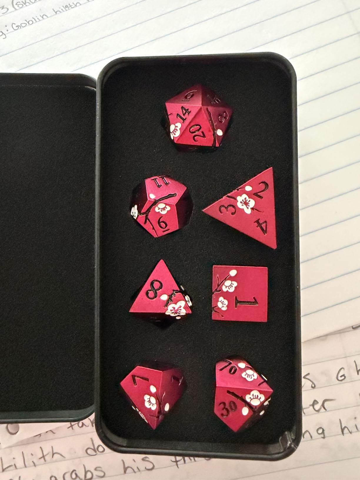 DnDnD Heavy Polyhedral Metal Dice Set with Metal Box, 7-die Shiny Blue Surface with Golden Number for RPG,Dungeons and Dragons,Pathfinder,Shadowrun,D&D,Role Palying Game and Math Teaching customer photo 1