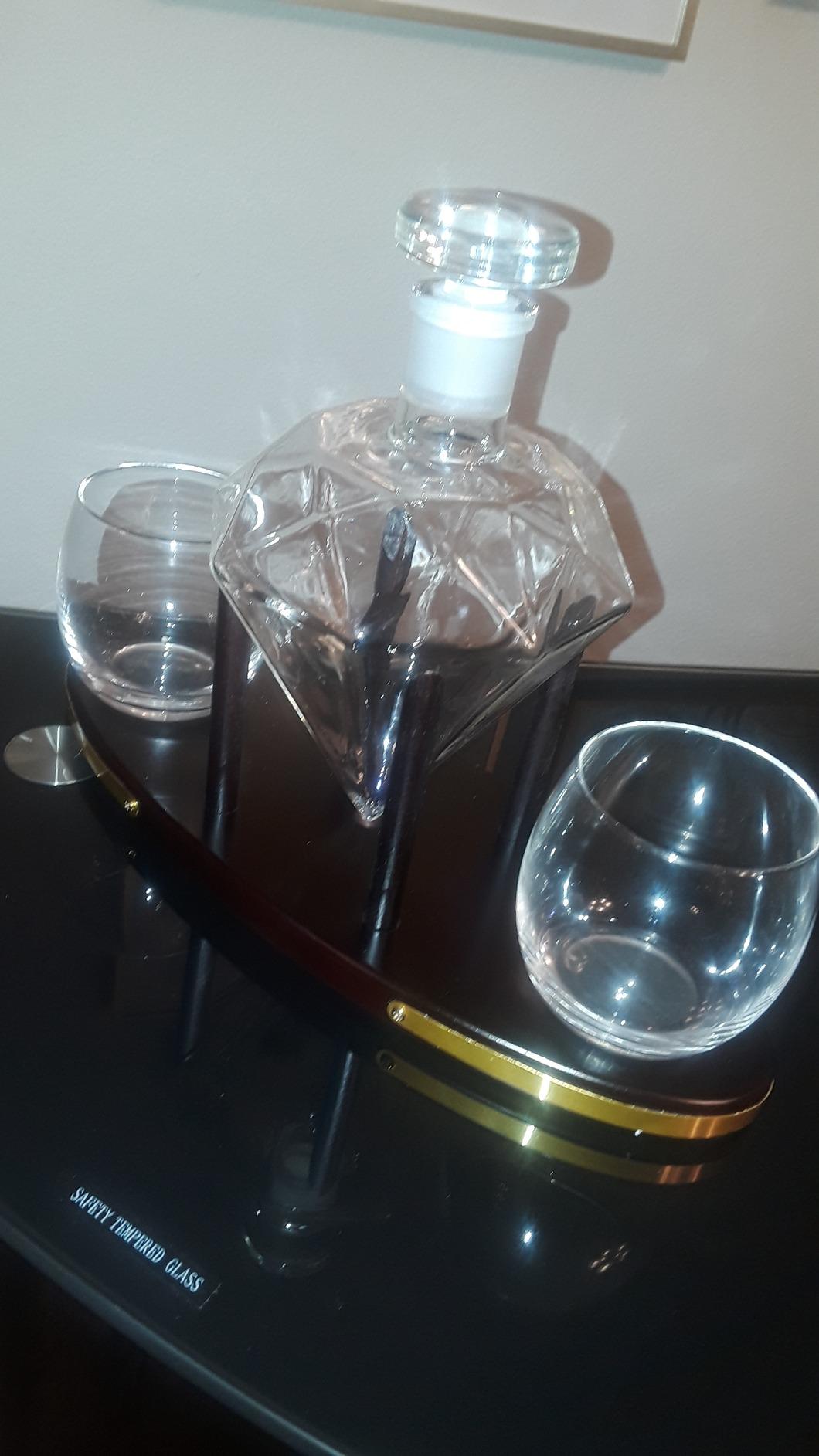 Godinger Whiskey Decanter and Whiskey Glasses Set, Diamond Liquor Decanter and Cocktail Whiskey Glasses Gift Set - for Liquor, Scotch, Bourbon, Vodka - 850ml customer photo 1