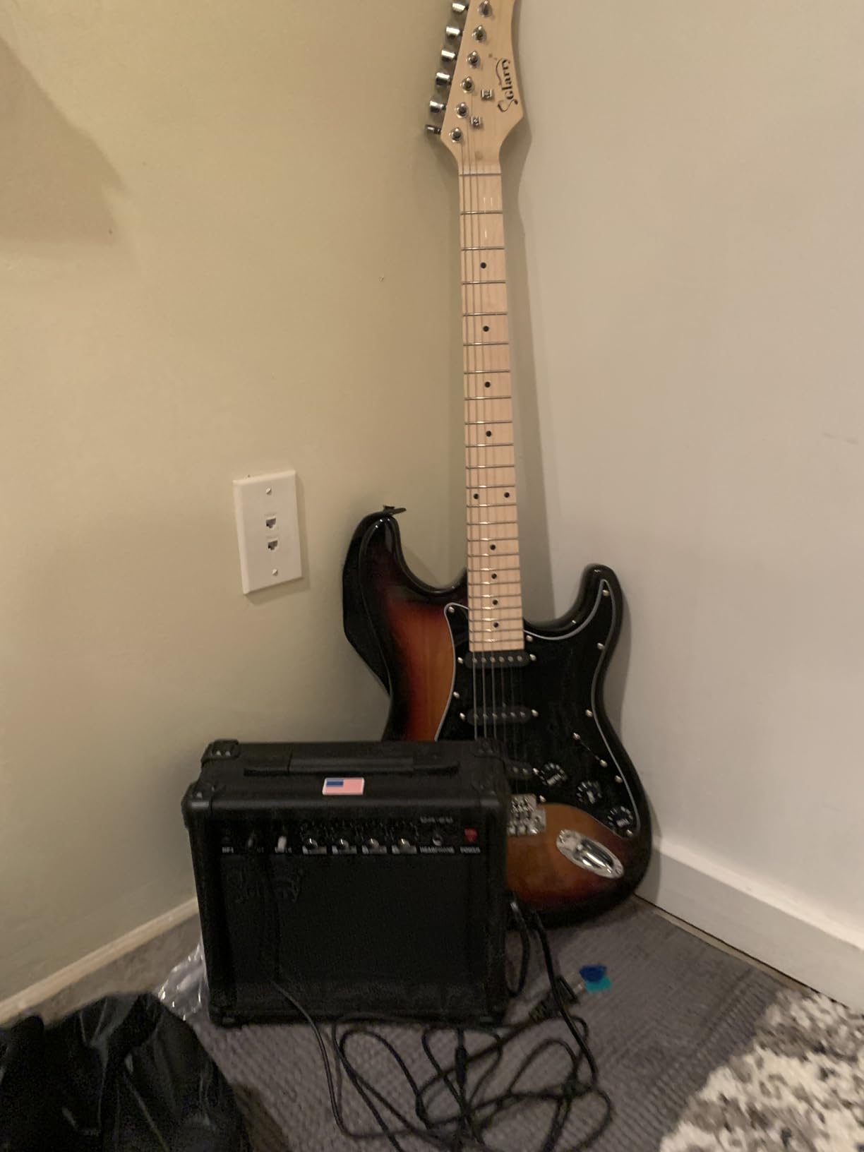 GLARRY Full Size Electric Guitar for Music Lover Beginner with 20W Amp and Accessories Pack Guitar Bag (DARK BLUE, 39