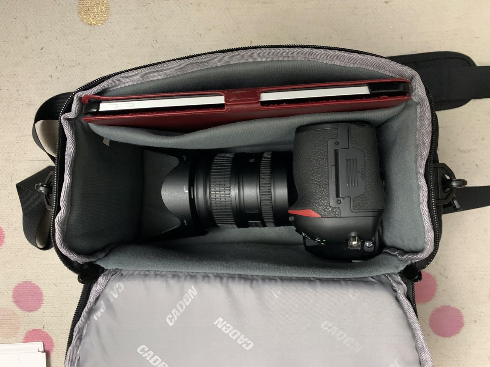 CADeN Compact Camera Shoulder Crossbody Bag Case Compatible for Nikon, Canon, Sony SLR/DSLR Mirrorless Cameras and Lenses Waterproof (1.0 S, Black) customer photo 2