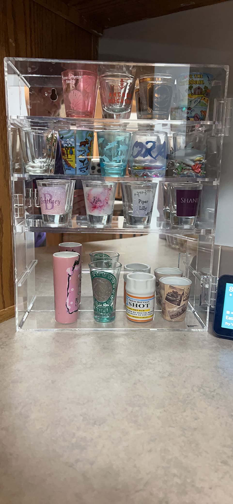 Ikee Design Acrylic 25-Compartment Display with Mirrored Back Case Cabinet | Clear acrylic display case with 25 compartments and magnetic door for tabletop or wall-mounted collectible displays. customer photo 2