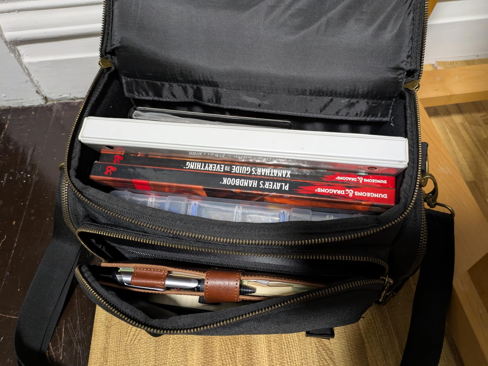 ENHANCE Tabletop DnD Bag - RPG Adventurer's Dungeons and Dragons Accessories Bag with Miniature Storage, Mat Holder, DnD Dice & Token Pockets, Fits 4-8 DnD Books, DM Guide, Player's Handbook (Black) customer photo 1