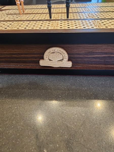 House of Cribbage - Continuous Cribbage Board/Box Inlaid in Rosewood/Maple : 4 Track - Side Drawers with Score Marking Fields for Skunks, Corners and Won Games customer photo 1