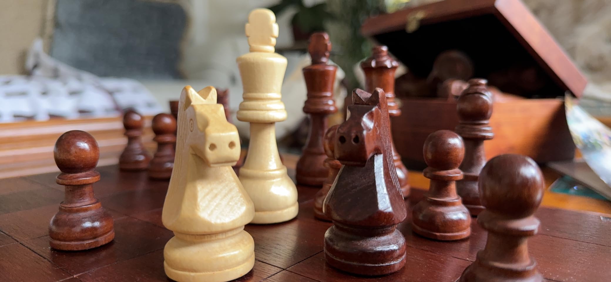 Staunton Tournament No. 6 Chessmen with 2 Extra Queens and Wooden Box, 3.9-inch Kings customer photo 1