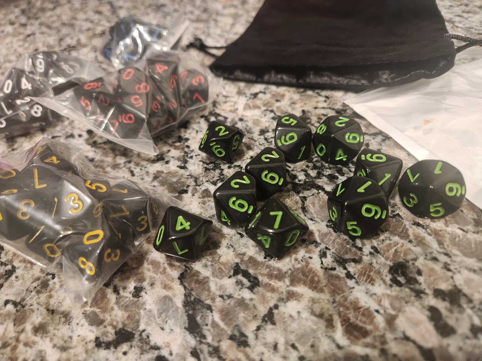 Double Color Glow in the Dark Dice Set 35 Pieces Polyhedral Dice for RPG DND MTG Games Include Black Velvet Pouch customer photo 1