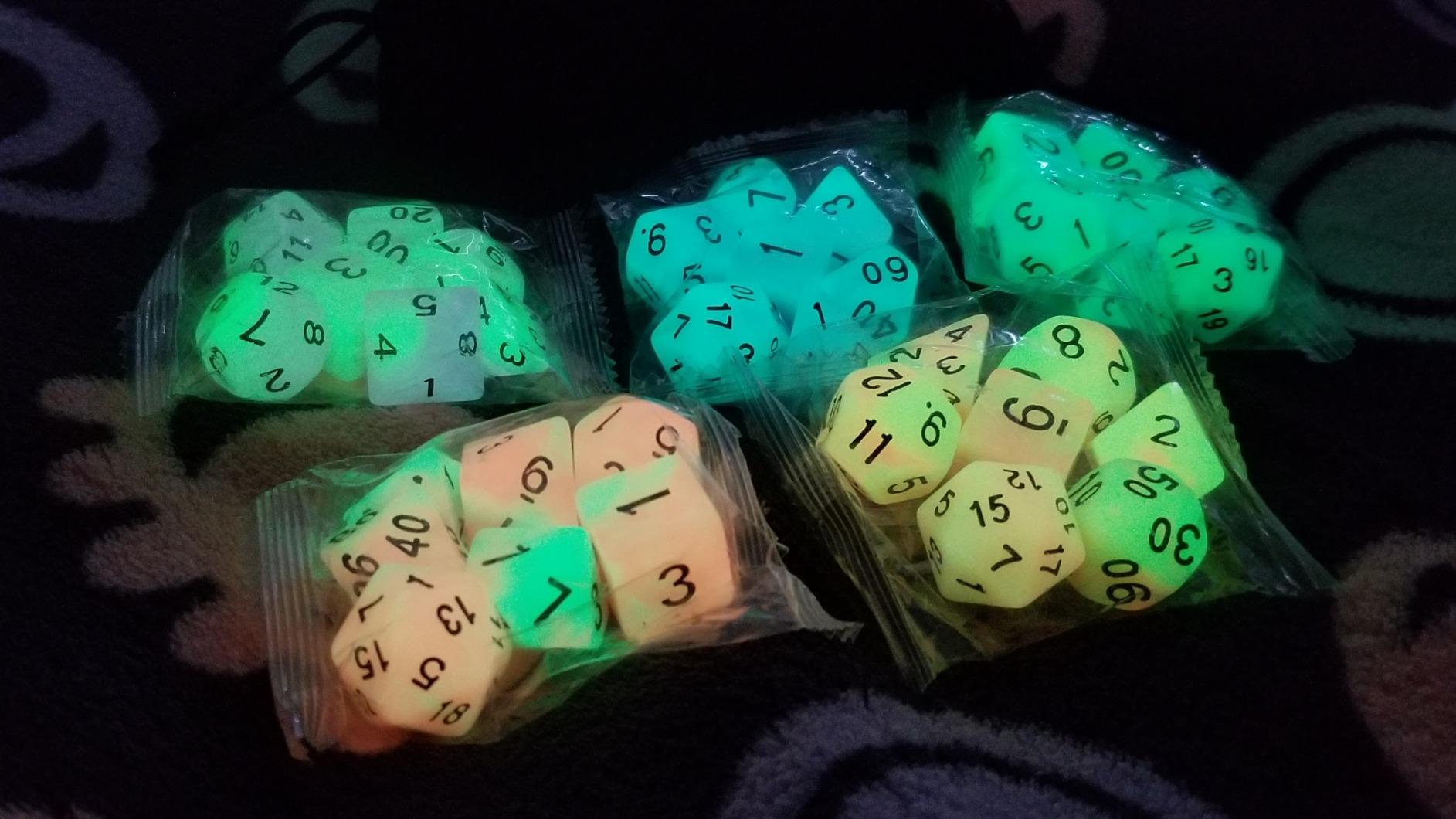 Double Color Glow in the Dark Dice Set 35 Pieces Polyhedral Dice for RPG DND MTG Games Include Black Velvet Pouch customer photo 2