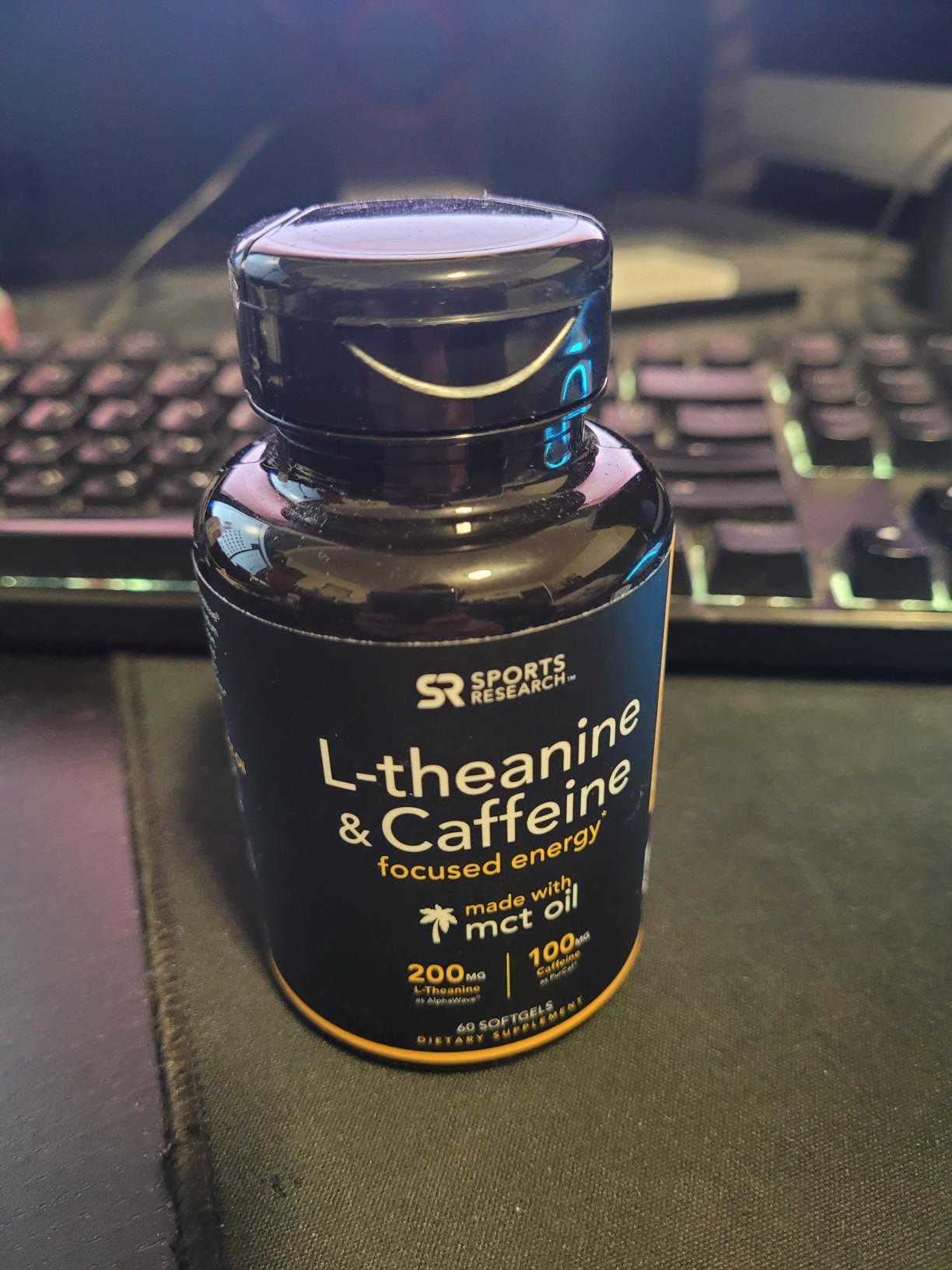 Sports Research L-Theanine + Caffeine Nootropic Supplement - 60 Softgels | Double Strength L-Theanine 200mg & Organic Caffeine 100mg w/Coconut MCT Oil for Focused Energy - 60 Servings customer photo 1