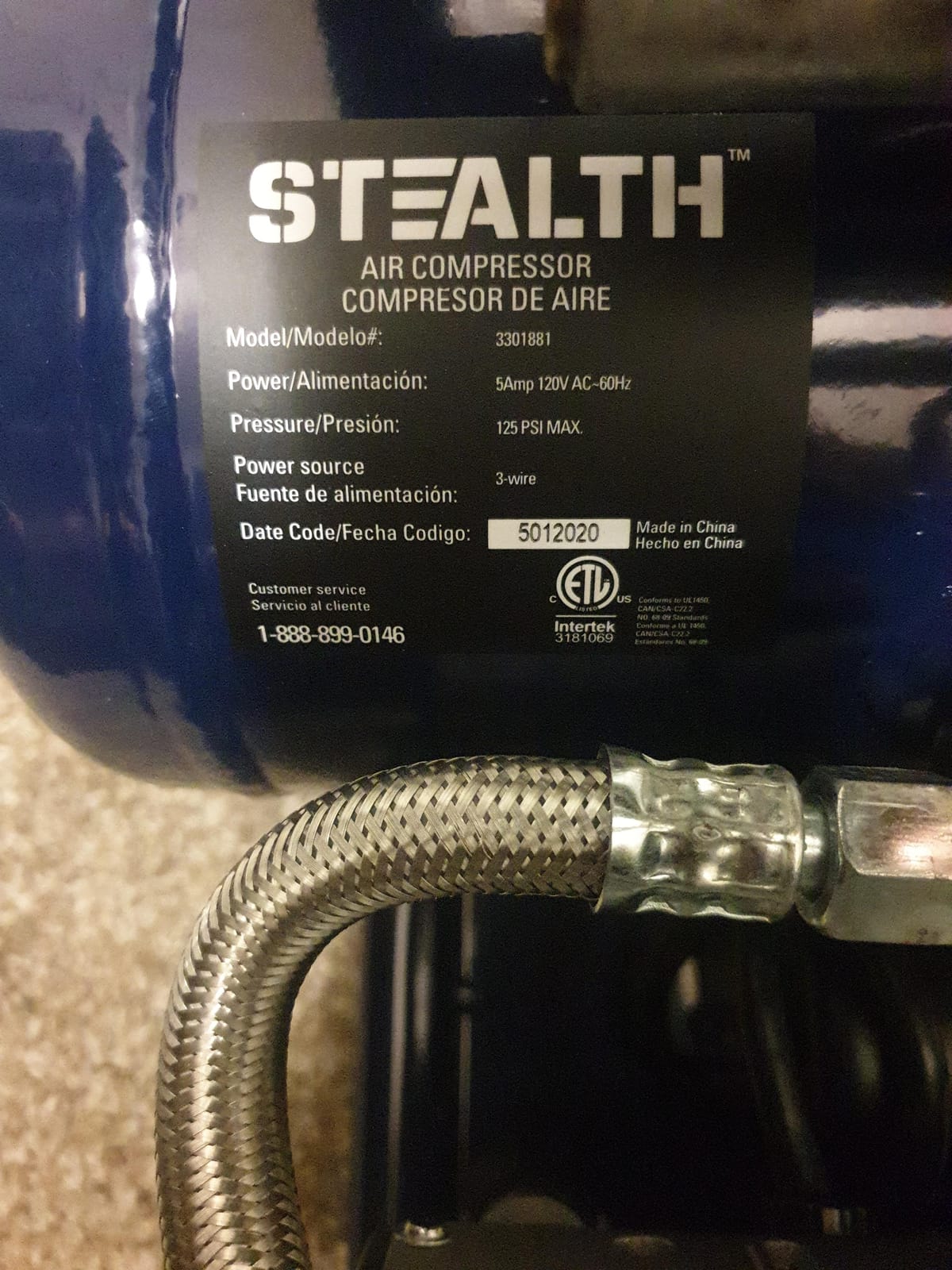 Stealth Air Compressor 2 Gallon, 3/4 HP Oil-Free Compressor, Less than 60dB Ultra Quiet Electric Air Compressor, Max 125 PSI Pressure for Tire Inflation, Nailing, Home DIY Project (SAQ-1234) customer photo 1